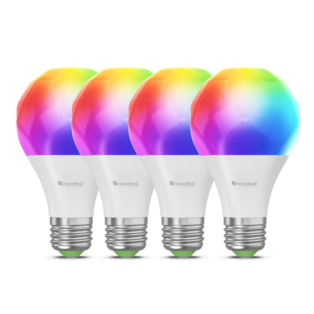 Nanoleaf Essentials Smart Light Bulbs, Matter Smart LED Bulbs Work with Alexa & Google Home, 1000lm 16M+ RGBTW Color Changing Light Bulb, Music Sync A19 E26 2.4GHz WiFi Bluetooth Light Bulb 60W, 2PK