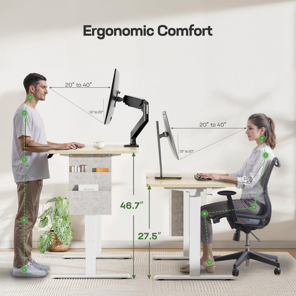 Marsail Standing Desk,Home Office Adjustable Heights Desk,Stand Up Desk,63x24 Inches Desktop Sit Stand Gaming Computer Desk for Study,Writing with 4 Memory Presets,Headphone Hook,Cable Organizer