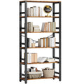 IRONCK Bookshelf, 31.5in Wide Shelf 6 Tier Bookcase, 110lbs/shelf Vintage Industrial Style Bookshelves for Bedroom, Living Room and Home Office, Industrial Brown