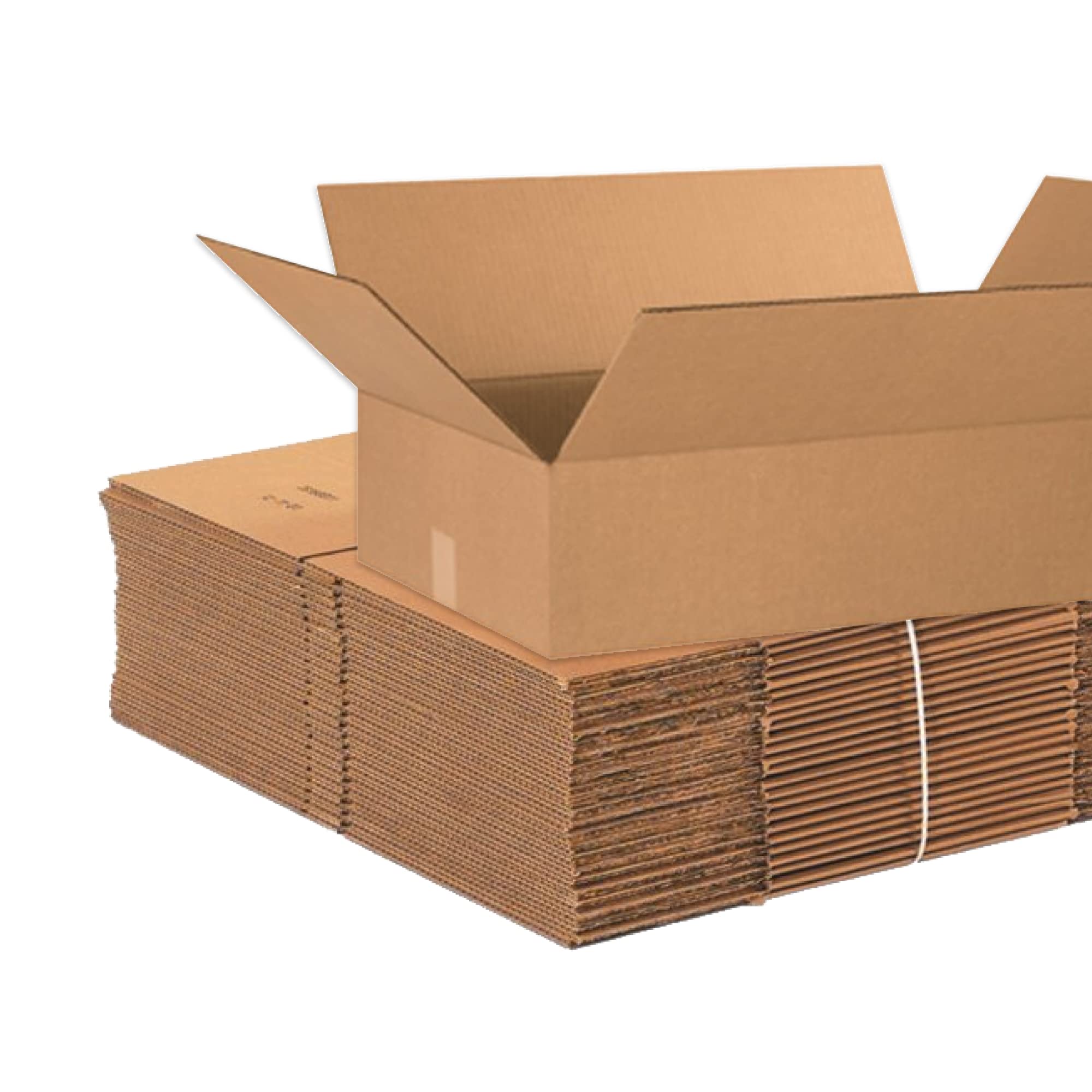 BOX USA 10103 Flat Corrugated Cardboard Box 10" L x 10" W x 3" H, Kraft, For Shipping, Packing and Moving (Pack of 25)