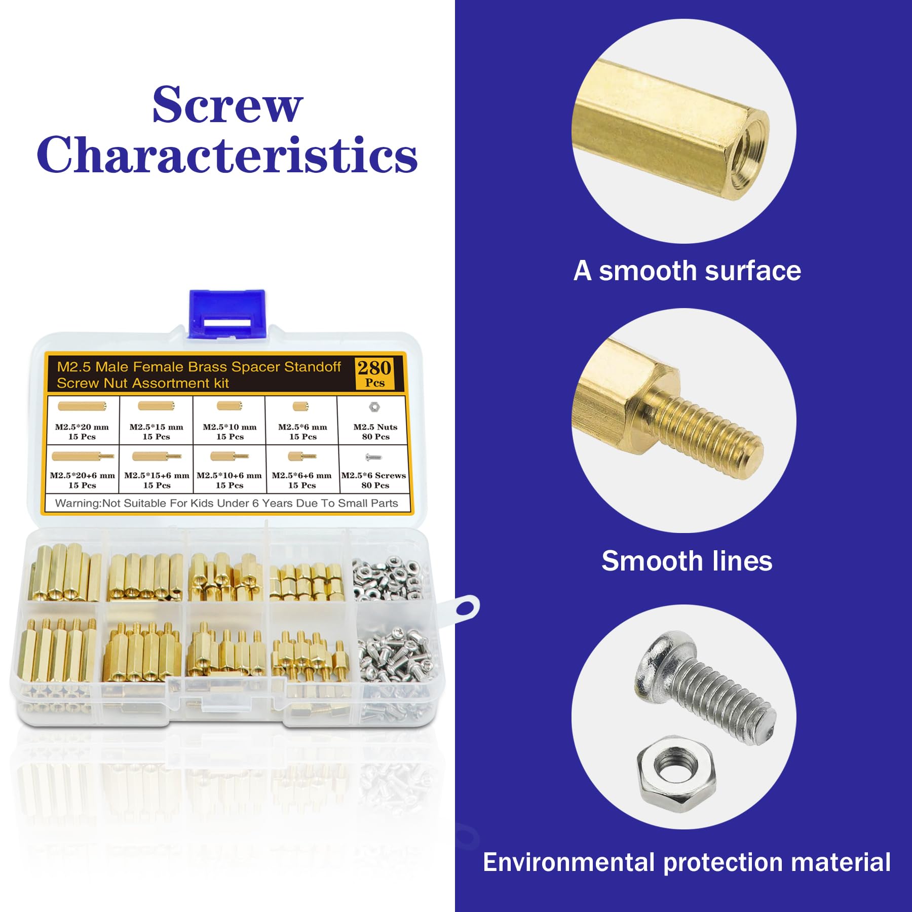 400Pcs M2 Motherboard Standoffs&Screws&Nuts Kit, Hex Male-Female Brass Spacer Standoffs, Laptop Screws for DIY Computer Build, Electronic Projects, Raspberry Pi, Circuit Board etc.