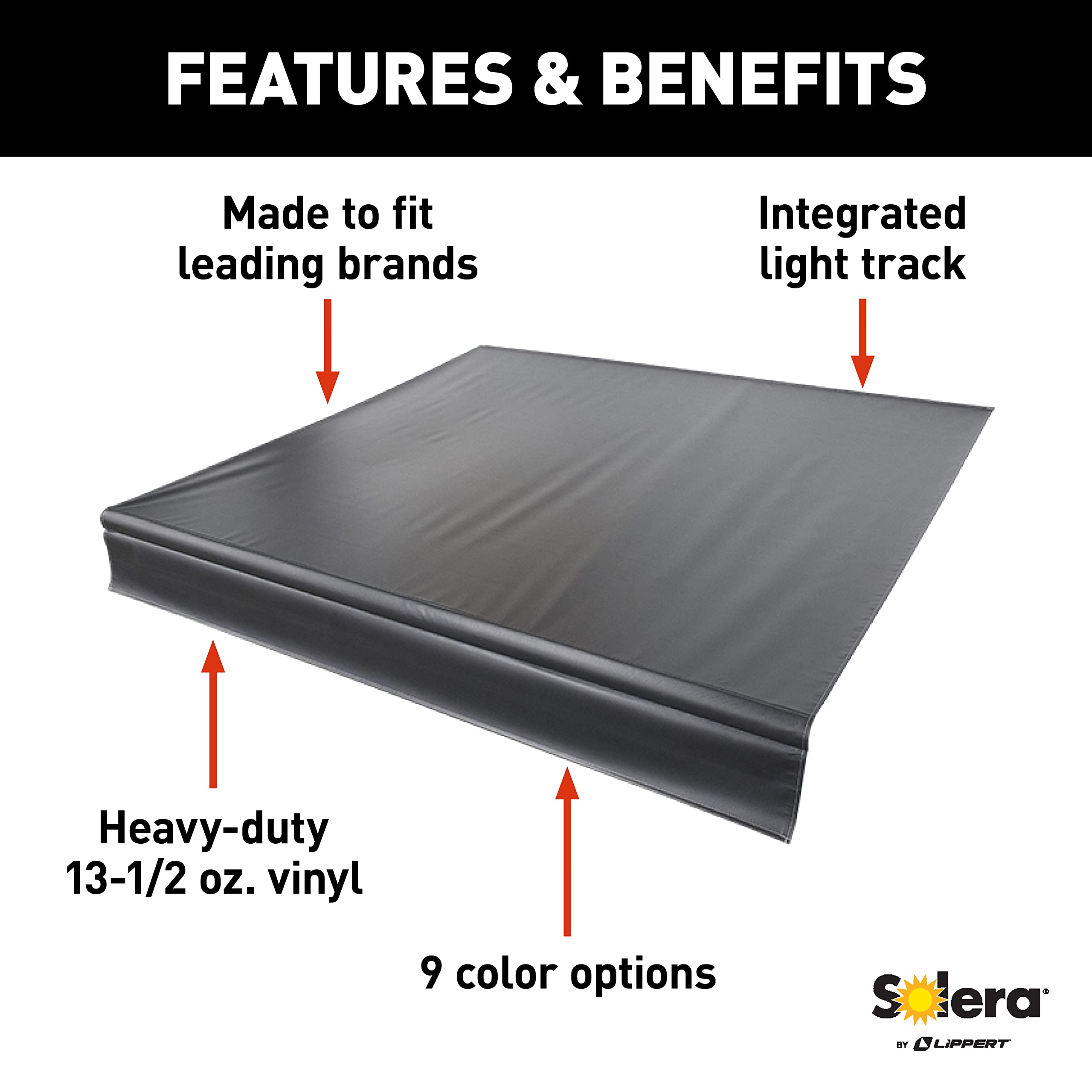 Solera Universal Fit Heavy-Duty Vinyl RV Patio Awning Replacement Fabric Silver Fade 10' Awning (9'4" Fabric)