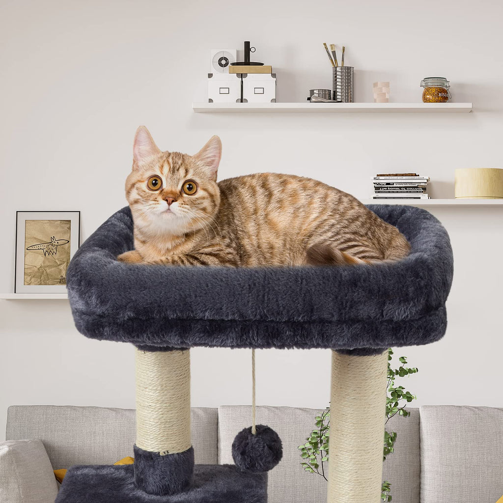 FISH&NAP Cute Cat Tree Kitten Cat Tower for Indoor Cat Condo Sisal Scratching Posts with Jump Platform Cat Furniture Activity Center Play House Beige