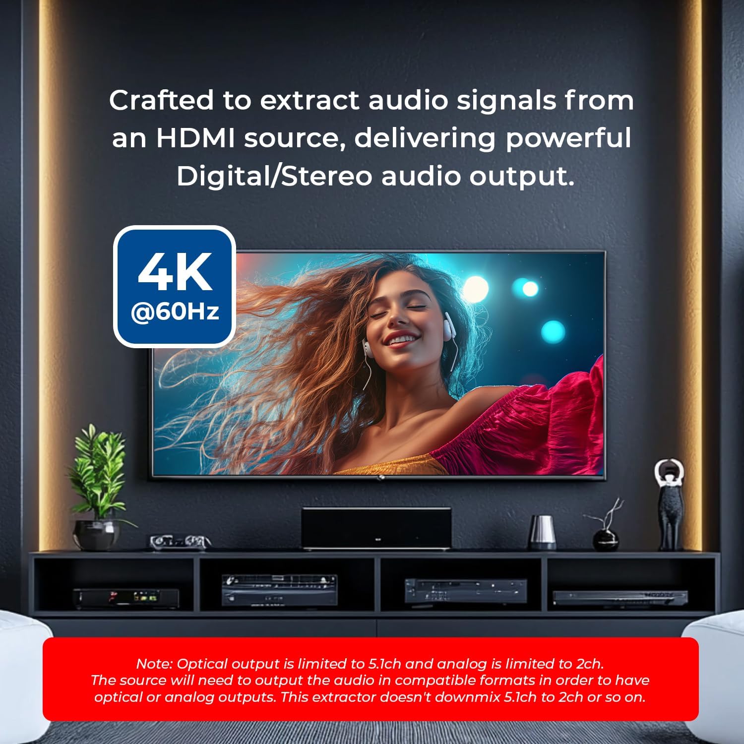 OREI 4K 60Hz 18G HDMI 2.0 Audio Converter Extractor - SPDIF + 3.5mm Output - HDCP 2.2 - Dolby Digital/DTS Passthrough CEC, HDR, Dolby Vision, HDR10 Support (HDA-912)