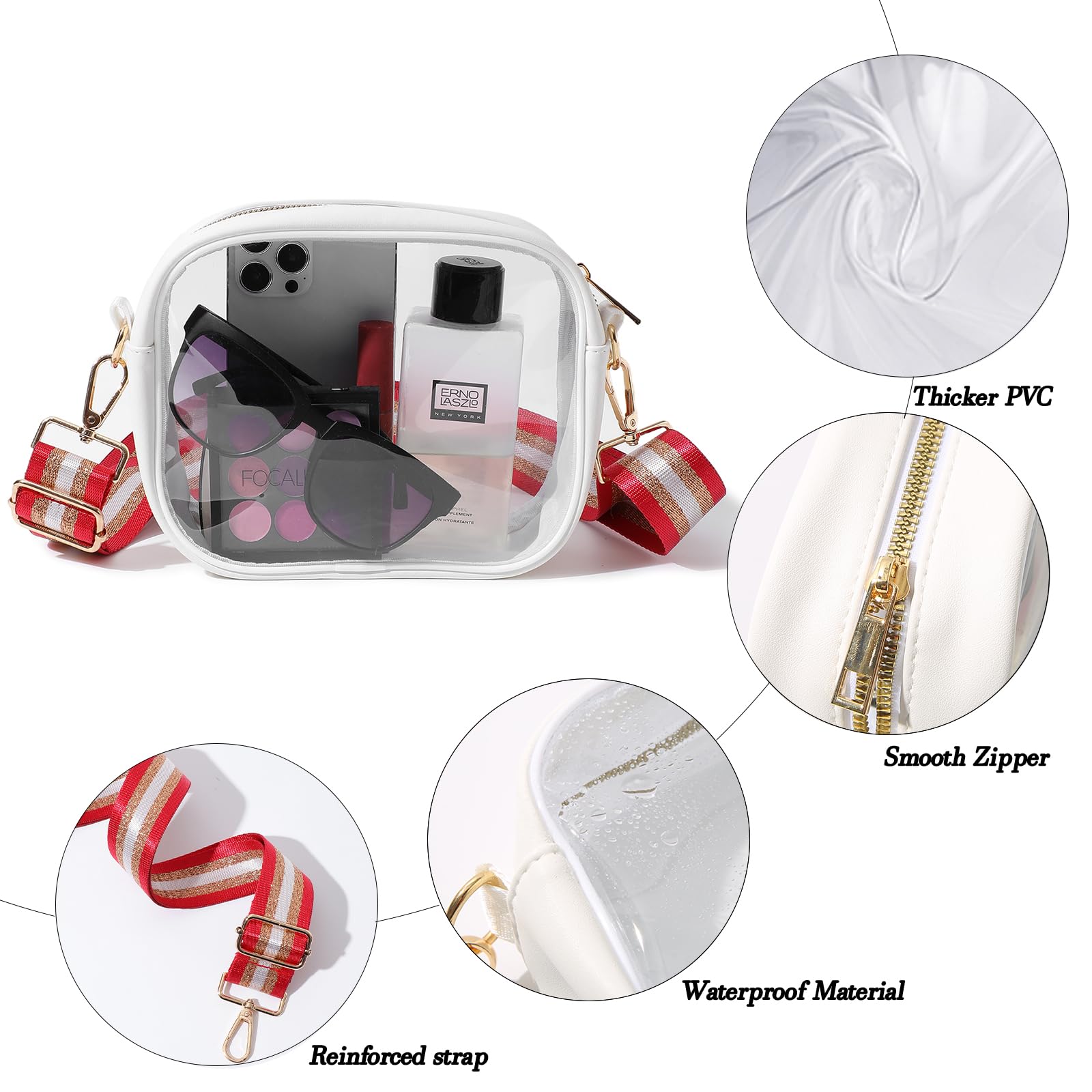 TOBVZOO Clear Bag Stadium Approved, Crossbody Transparent Bag for Concerts Sports Events, Purses for Men & Women