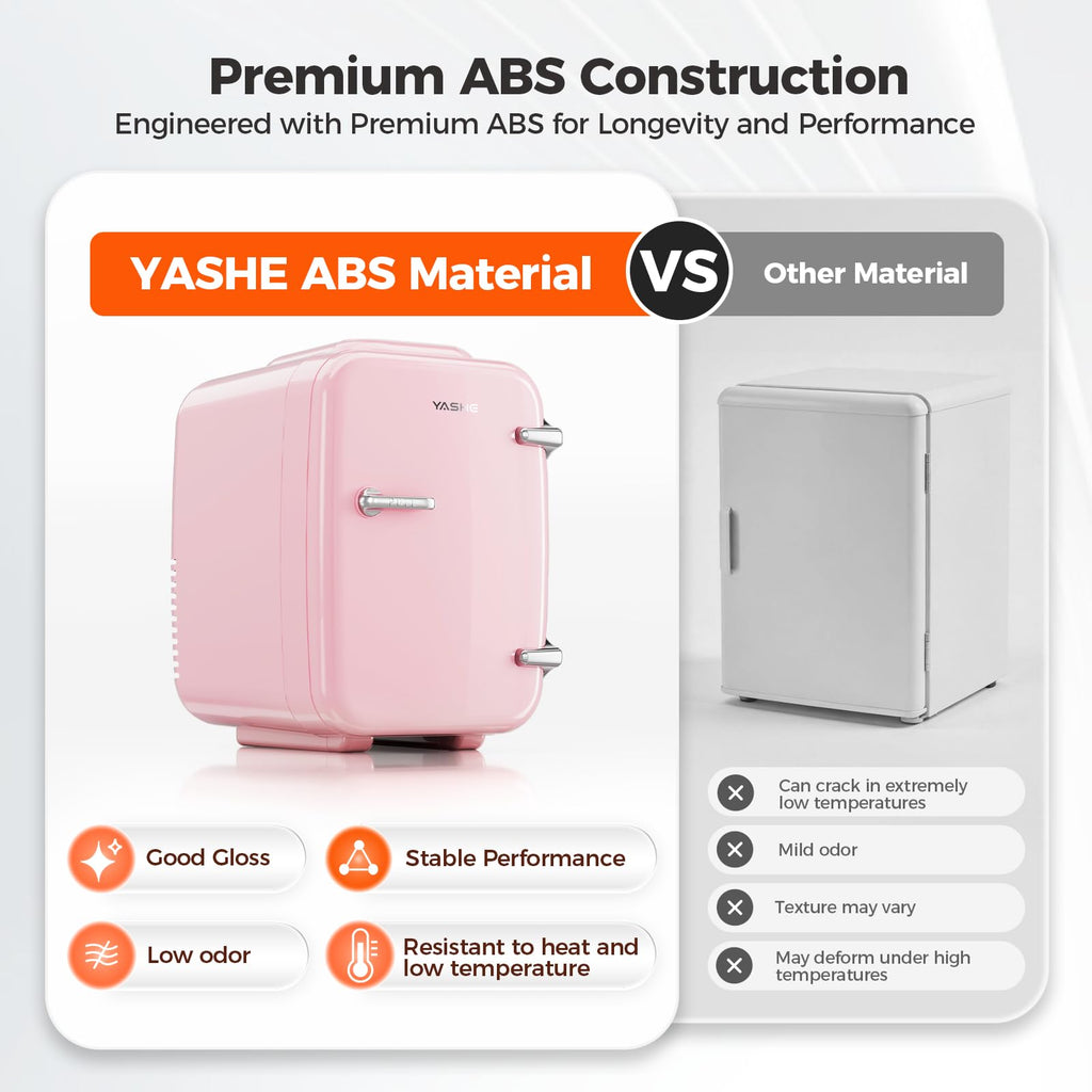YASHE Mini Fridge, 4 Liter/6 Can Mini Makeup Fridge, 110V AC/ 12V DC Portable Thermoelectric Cooler&Warmer for Skincare, Drink, Cosmetic, Medicine, Small fridge for Bedroom, Office, Dorm, Car, Black