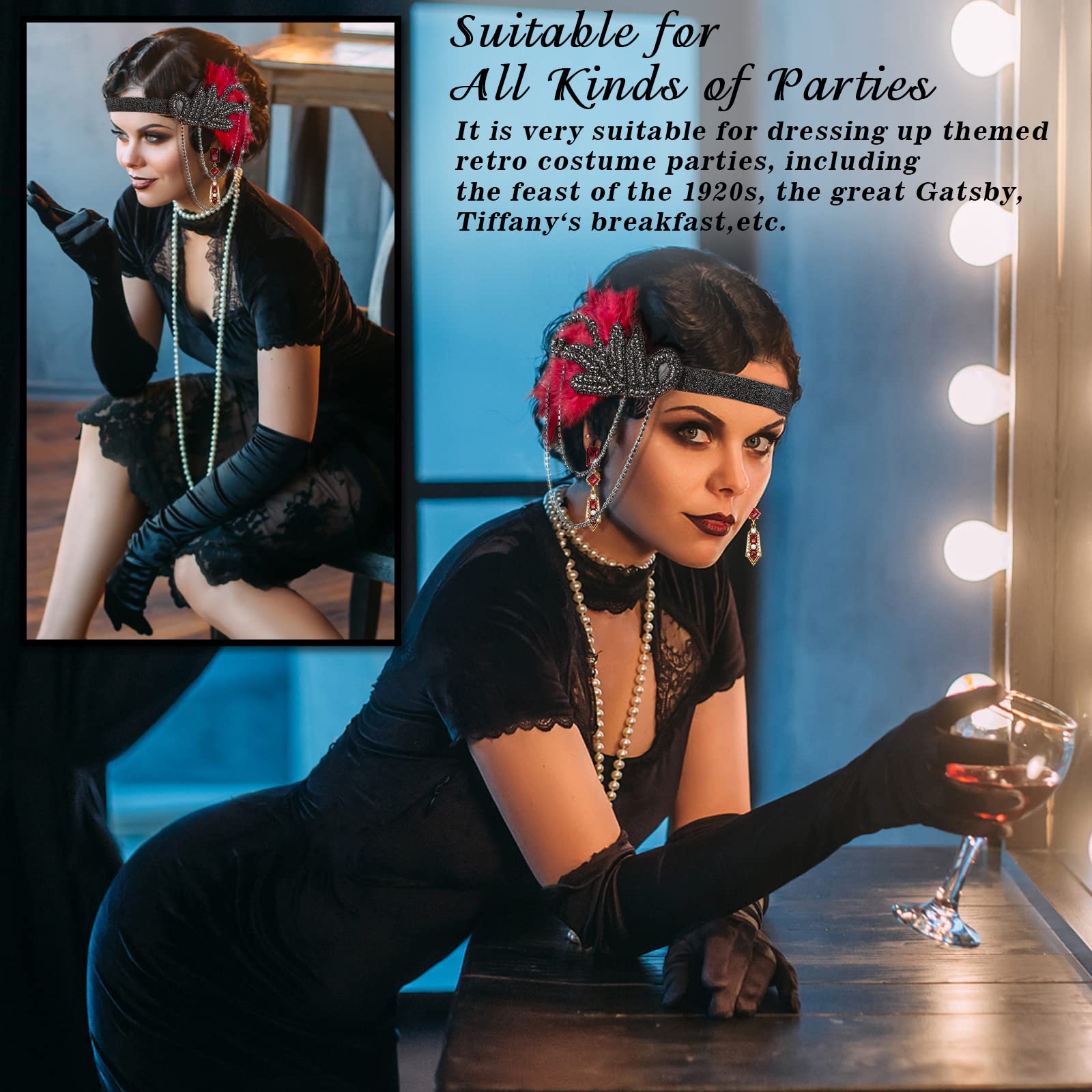 Cridoz Flapper Accessories for Women - 1920s Gatsby & Roaring 20s Style