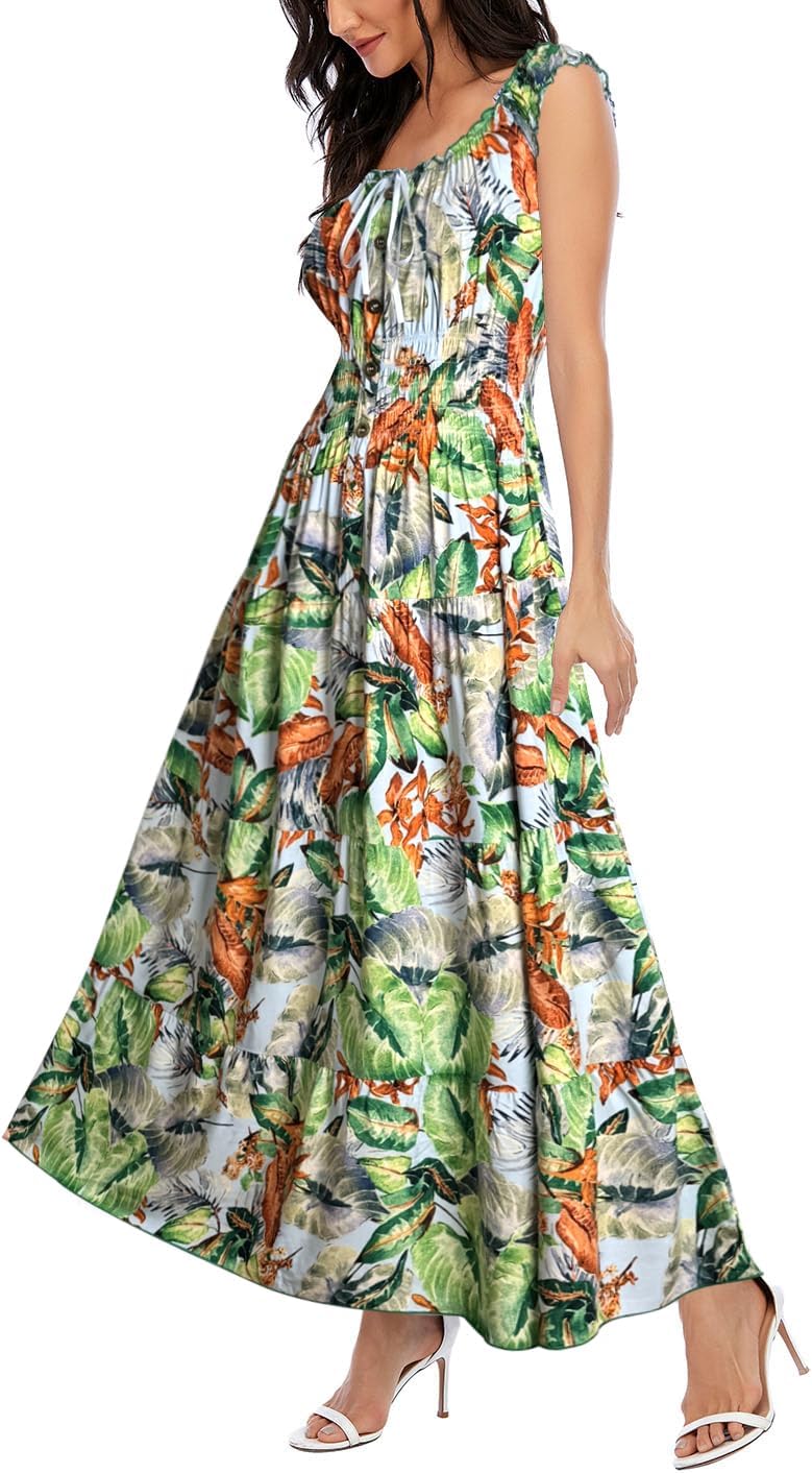 OSTOO Women's 2026 Summer Boho Floral Print Tiered Casual Flowy Long Maxi Dress