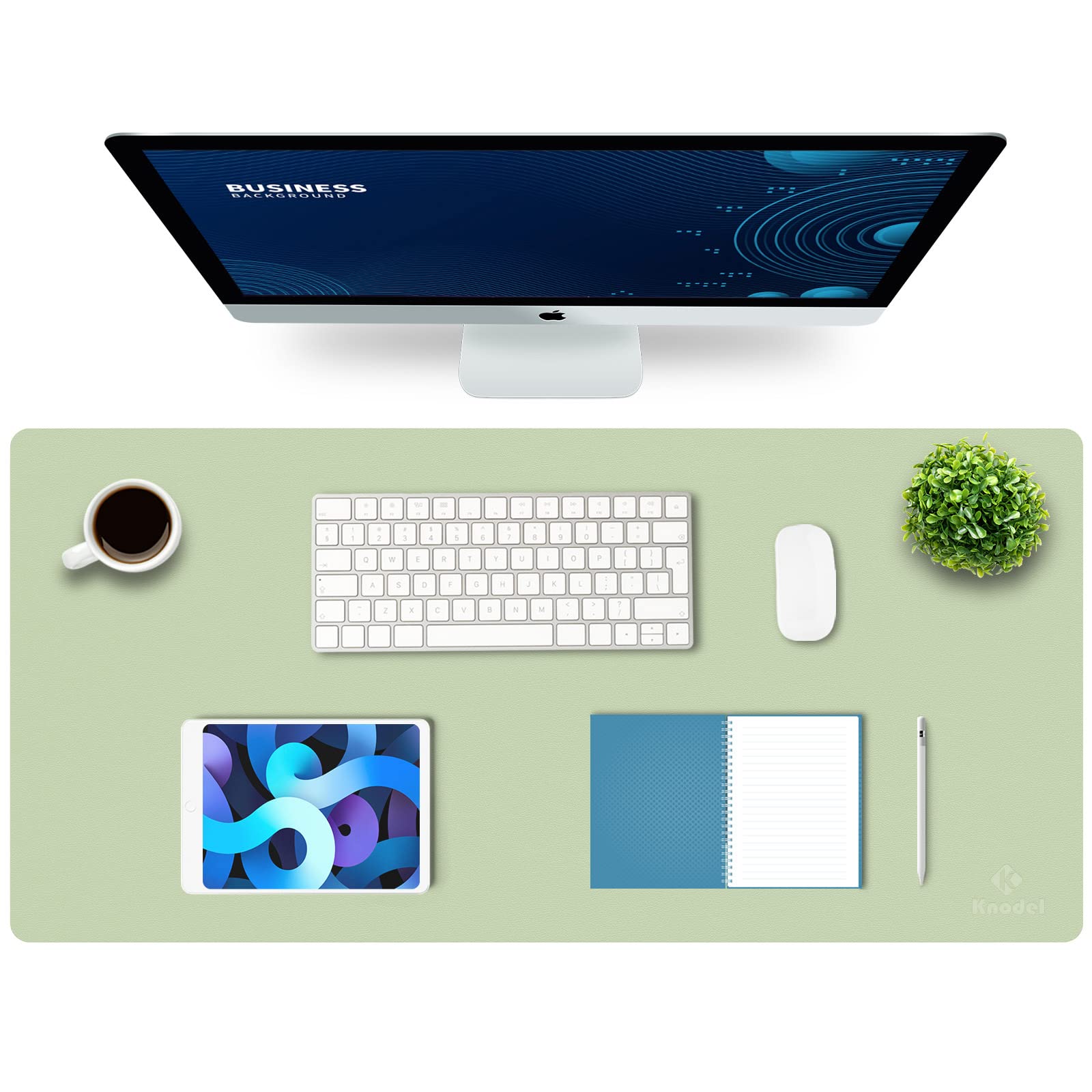 K KNODEL Small Office Leather Desk Mat, Mouse and Keyboard Pad, Computer and Laptop Mat, Desktop Protector and Cover, Writing Pad and Blotter (23.6"x13.8", Black)