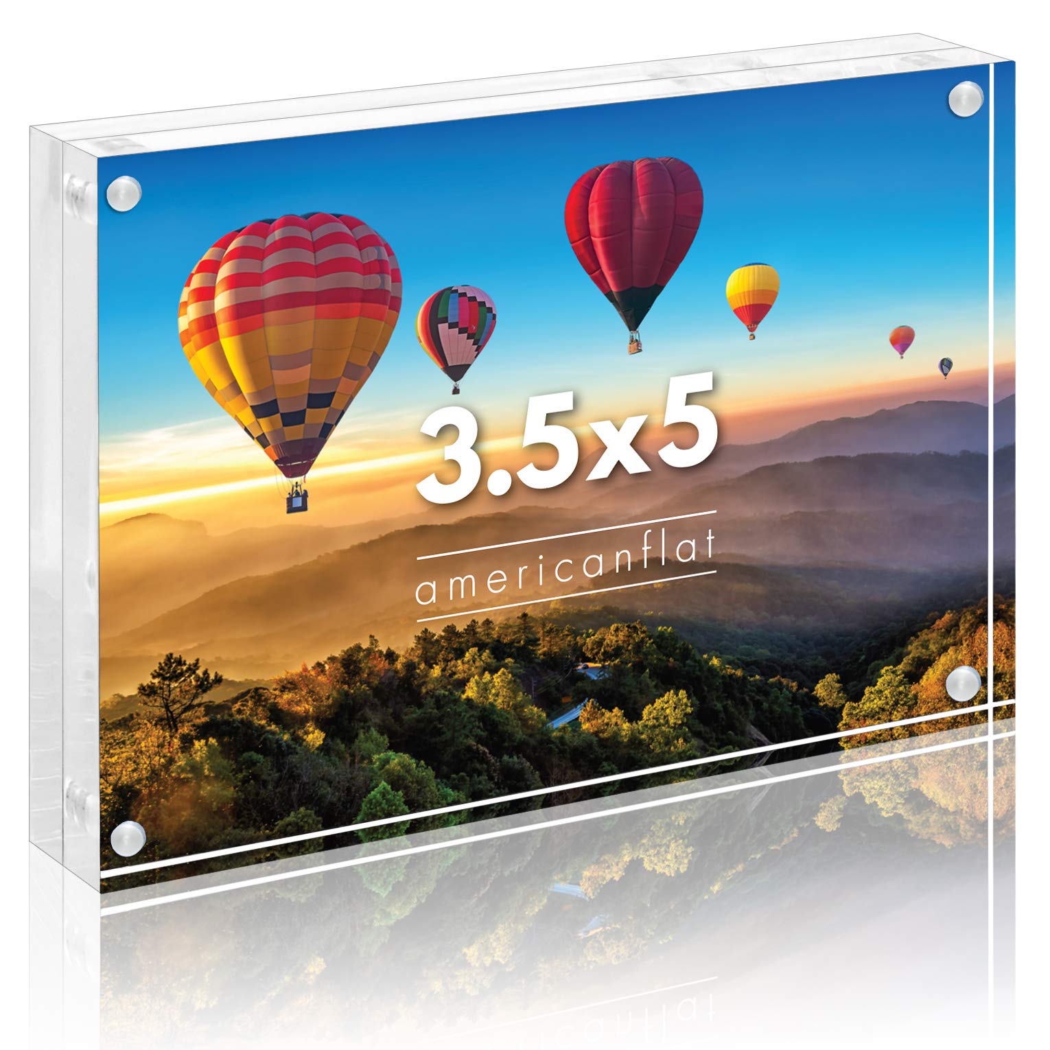 Americanflat 3.5x5 Acrylic Picture Frame - Double Sided Frames with Magnetic Corners - Transparent Acrylic Frames for Desk or Tabletop Display - 3.5x5 Picture Frame with Microfiber Cloth Included