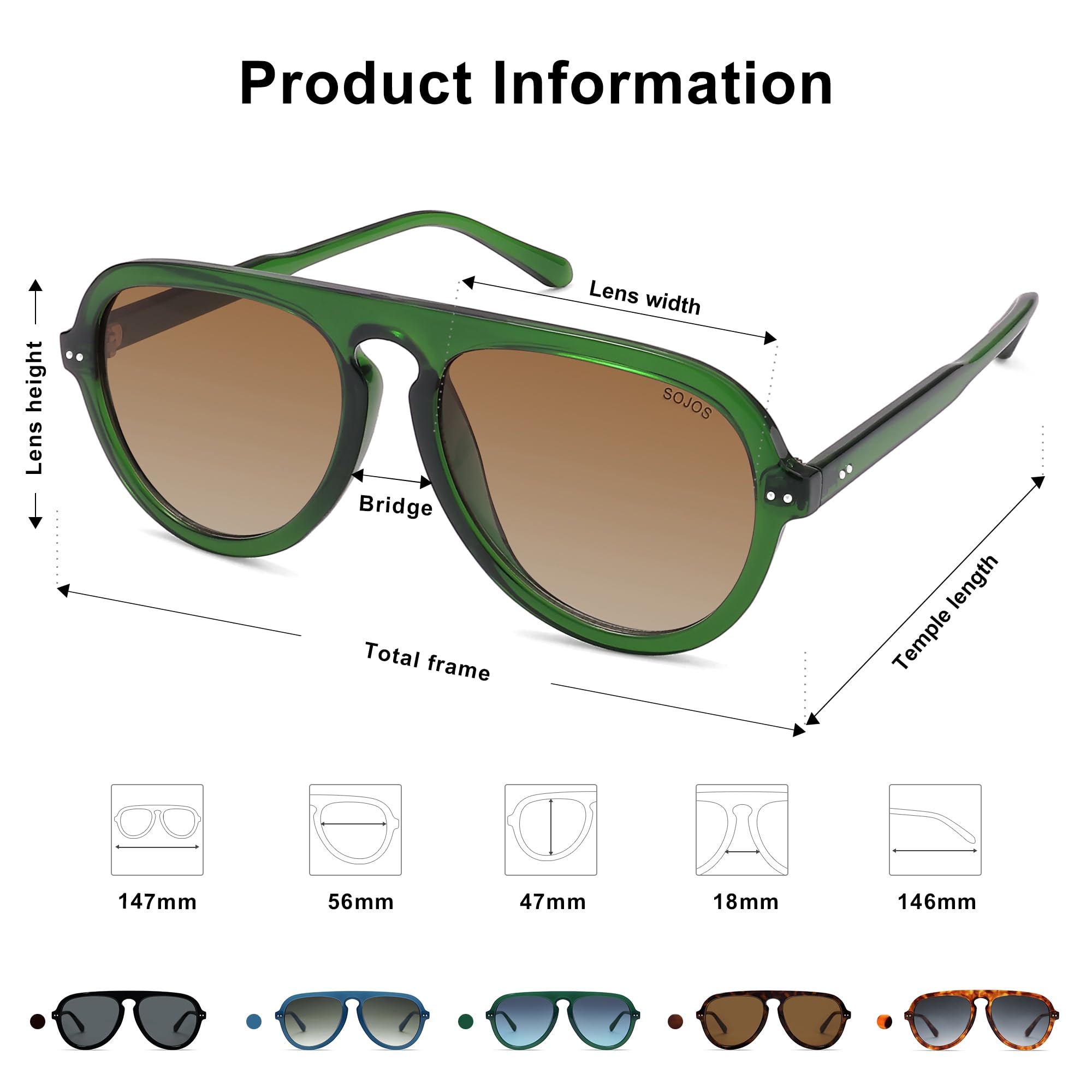 SOJOS Retro Aviator Sunglasses Womens Mens Vintage Plastic Frame Shades Lentes De Sol Para Mujer SJ2255