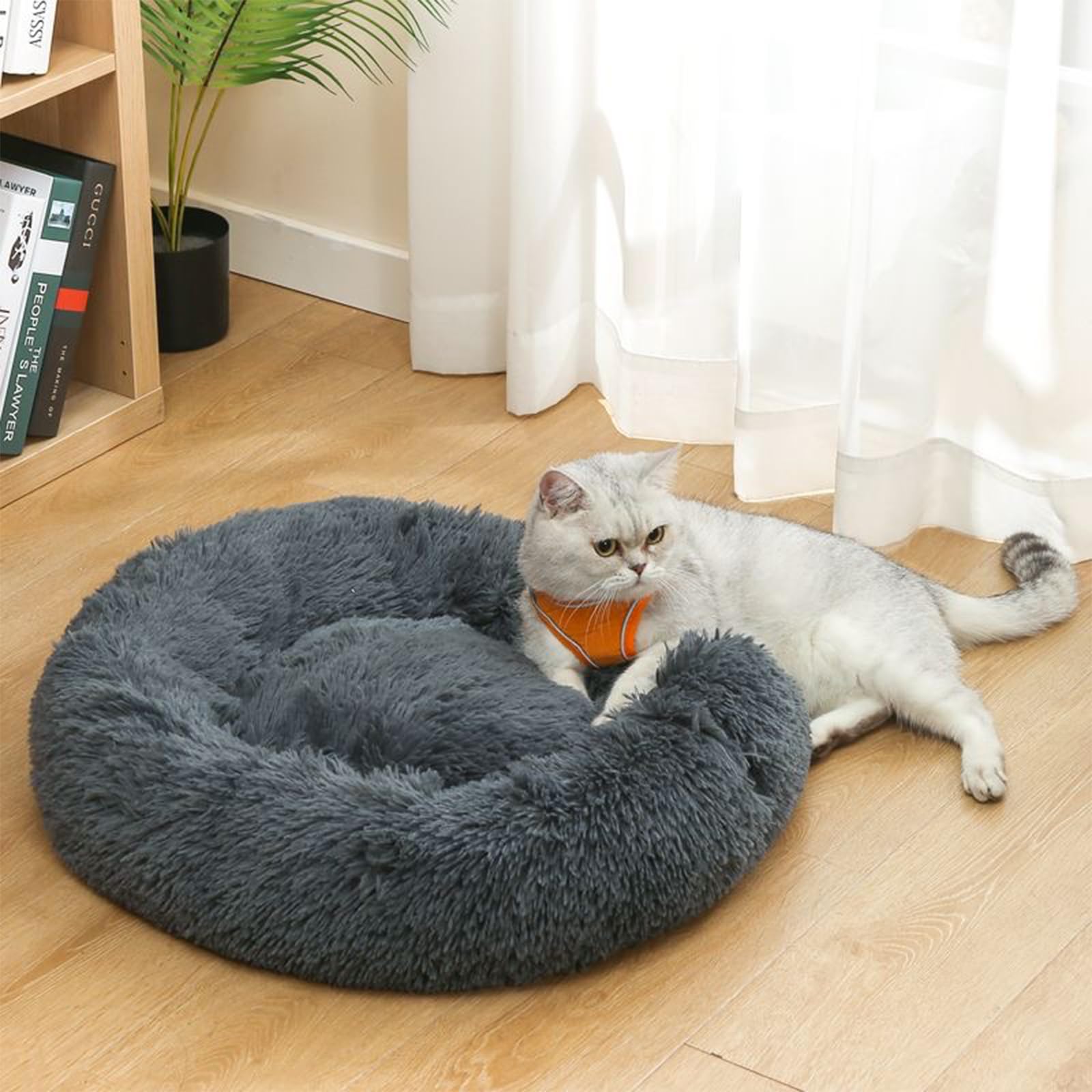 Nisrada Cat Beds for Indoor Cats,15.7 Inch Small Cats Beds, Washable-Round Pet Bed for Puppy and Kitten with Slip-Resistant Bottom