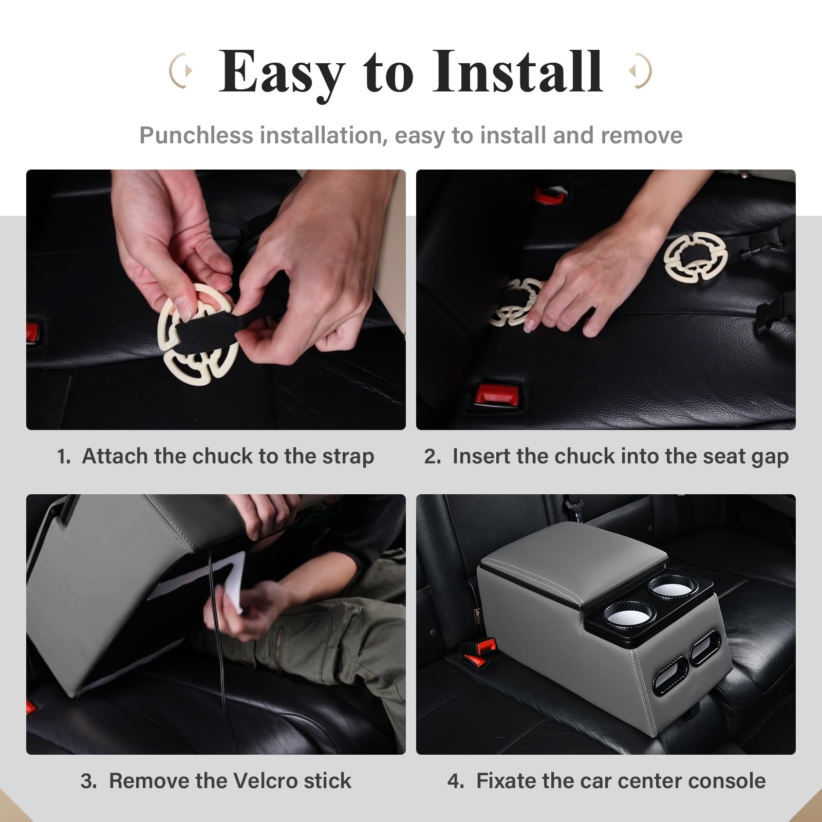 Coverado Car Center Console, Universal Rear Bench Seat Consoles, Truck Seat Organizer and Storage, Back Seat Car Organizer with Cup Holder, Large Storage Box, Central Armrest Box (Regular, Beige)