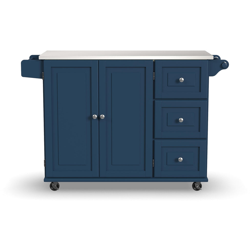 Homestyles Mobile Kitchen Island Cart with Stainless Steel Top, Blue