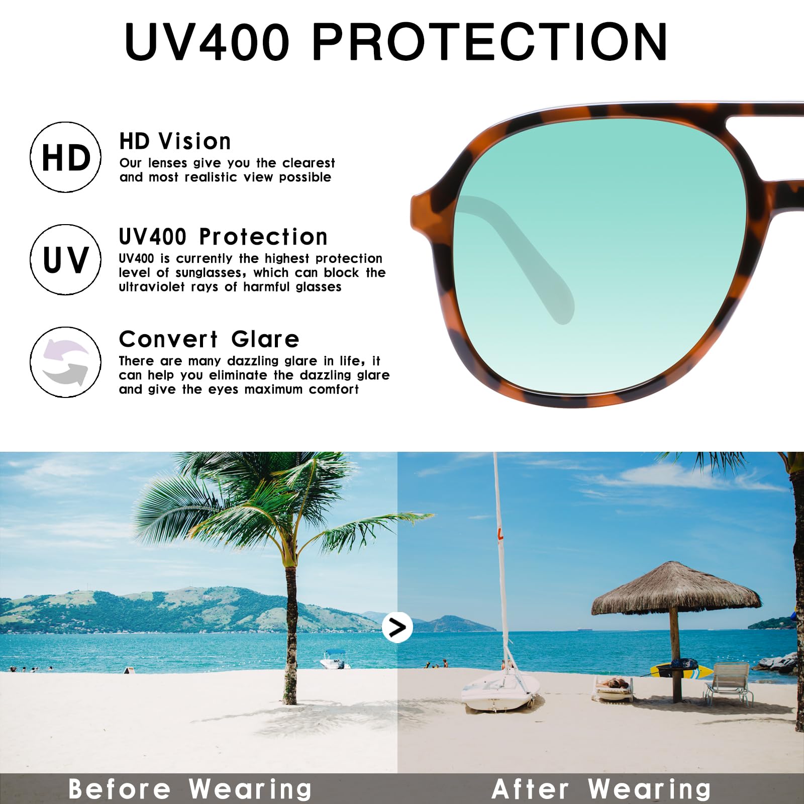 YDAOWKN Retro Square Aviator Sunglasses for Womens Mens Vintage 70s Double Bridge Sun Glasses