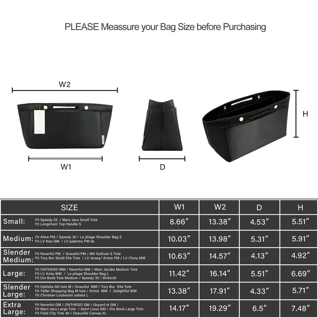 ZTUJO Purse Organizer Insert For Handbag & Tote Shaper,Tote Bag Organizer Insert For Speedy Neverful, 6 Sizes(Small, Silky Brown)