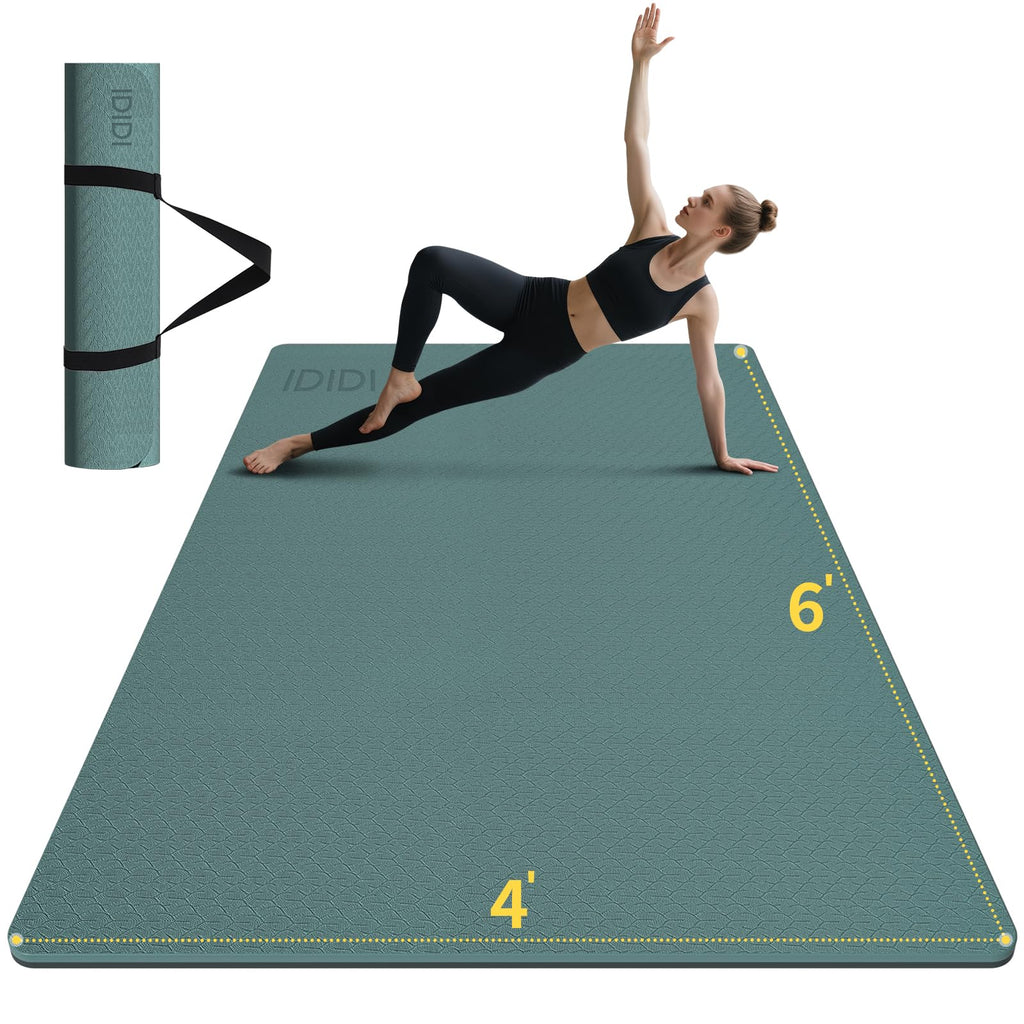Large Yoga Mat (6'x 4')-POE 0.28''/0.32''/0.4'' Thick Fitness Mat, Eco-Friendly Exercise Mat for Home Workouts, Ideal for Yoga and Pilates