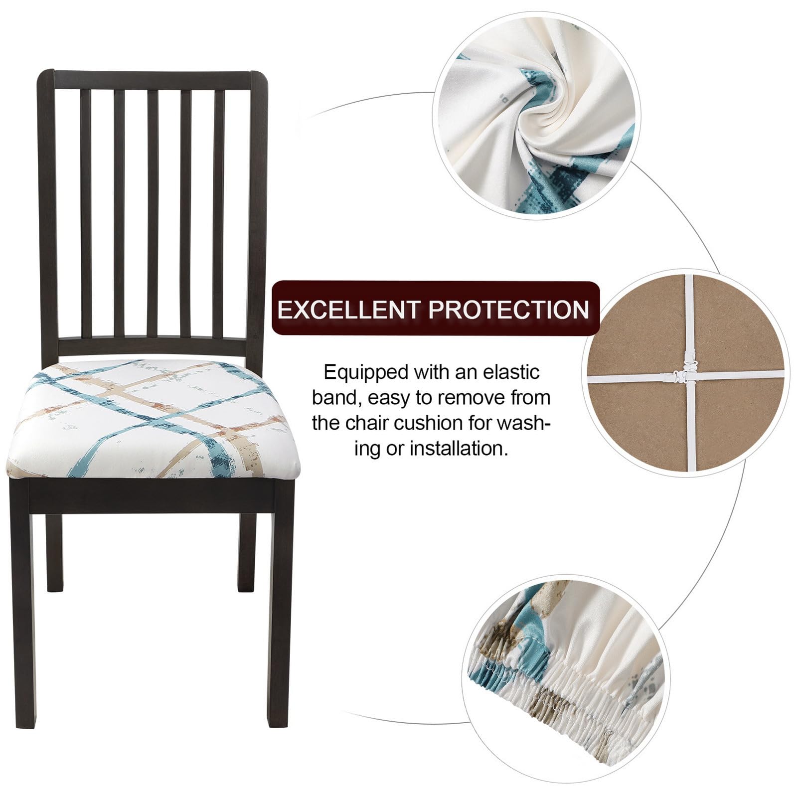 SearchI Seat Covers for Dining Room Chairs Stretch Printed Chair Seat Covers Set of 2, Removable Washable Upholstered Chair Seat Protector Cushion Slipcovers for Kitchen, Office(Ball Flower)