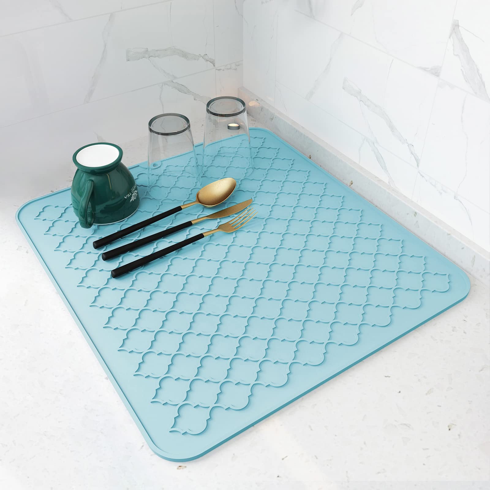 AMOAMI-Dish Drying Mats for Kitchen Counter-Silicone Dish Drying Mat-Kitchen Dish Drying Pad Heat Resistant Mat-Kitchen Gadgets Kitchen Accessories Kitchen Small Appliances(12" x 16", BEIGE)