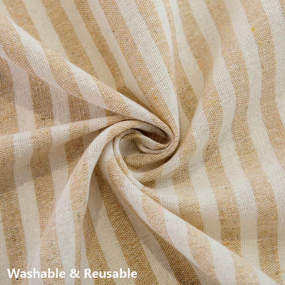 TruDelve Cotton Table Cloth Square Tables Beige Striped Tablecloths Fall Outdoor Tablecloth for Picnic Table Cover (Beige,55"x55",Square)