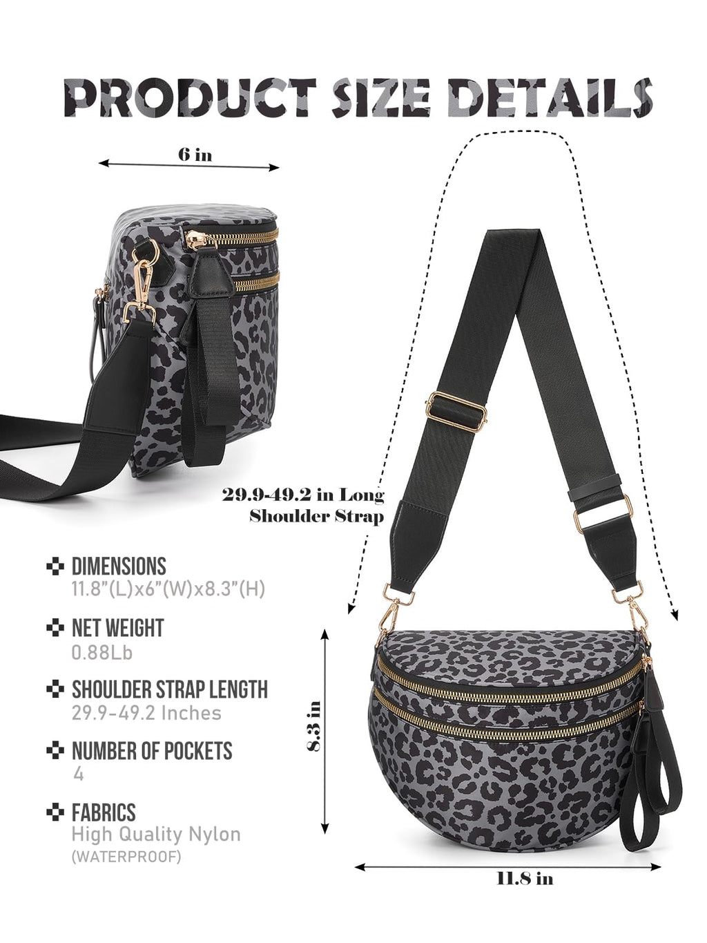 Pure Colour Crossbody Bag Bum Bag for Women,Spacious Purse Fanny Packs Belt Bag,Oversized Bum Bag (Bean Green Leopard Print Bum Bag)