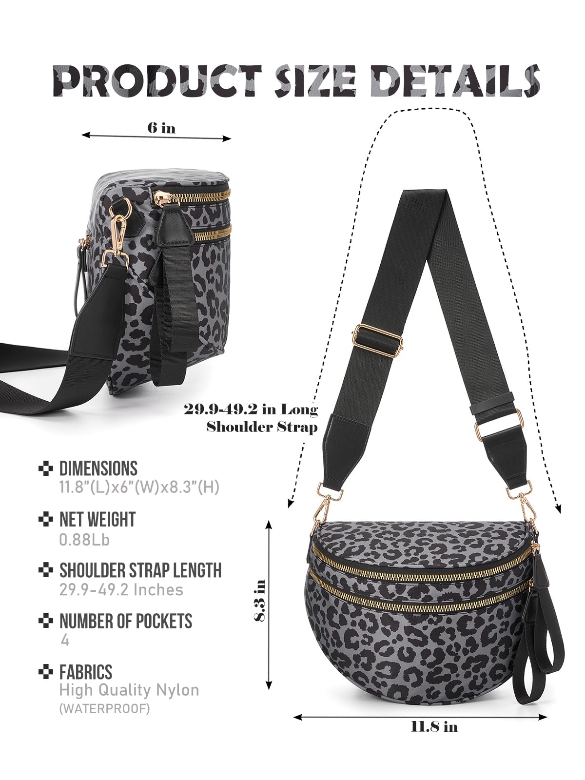 Pure Colour Crossbody Bag Bum Bag for Women,Spacious Purse Fanny Packs Belt Bag,Oversized Bum Bag (Bean Green Leopard Print Bum Bag)