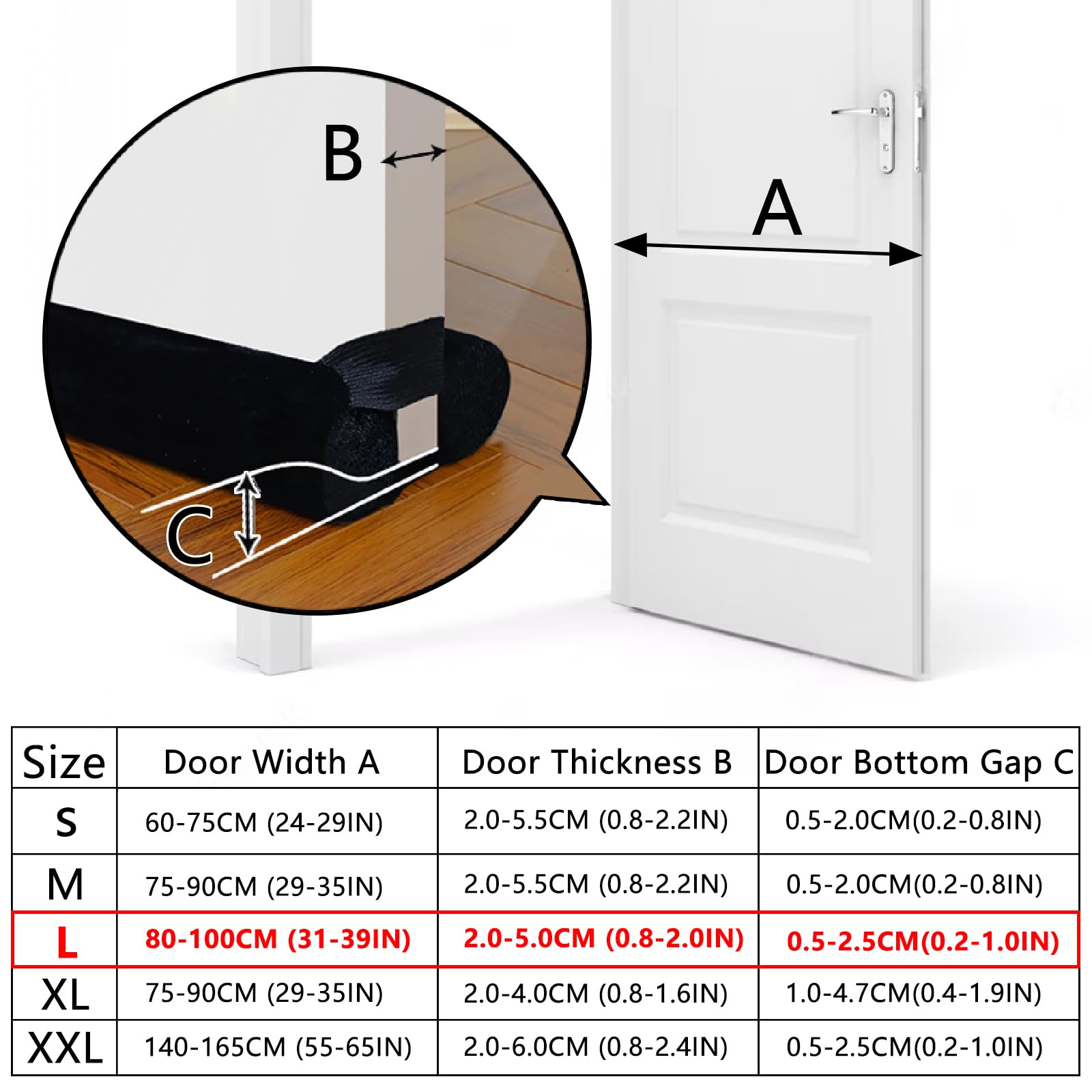 BKSAI Door Draft Stopper for Doors No Adhesive Draught Excluder Under Door Wind Blocker for Bottom of Door,Reduce Noise Draught Excluder Sweep Sound Proof (Beige 24-29IN / Distance Under The Door 1IN)