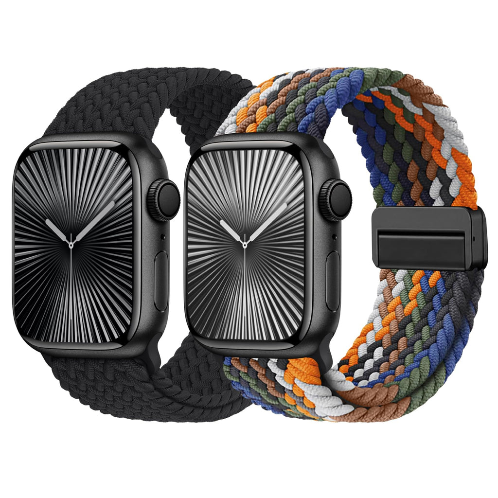Braided Stretchy Bands with Magnetic Clasp Compatible for Apple Watch Band 38mm 40mm 41mm 42mm 44mm 45mm 46mm 49mm Women Men, Nylon Sport Solo Loop for iWatch Series 11 10 9 8 7 6 5 4 3 Ultra 3 2 1 SE