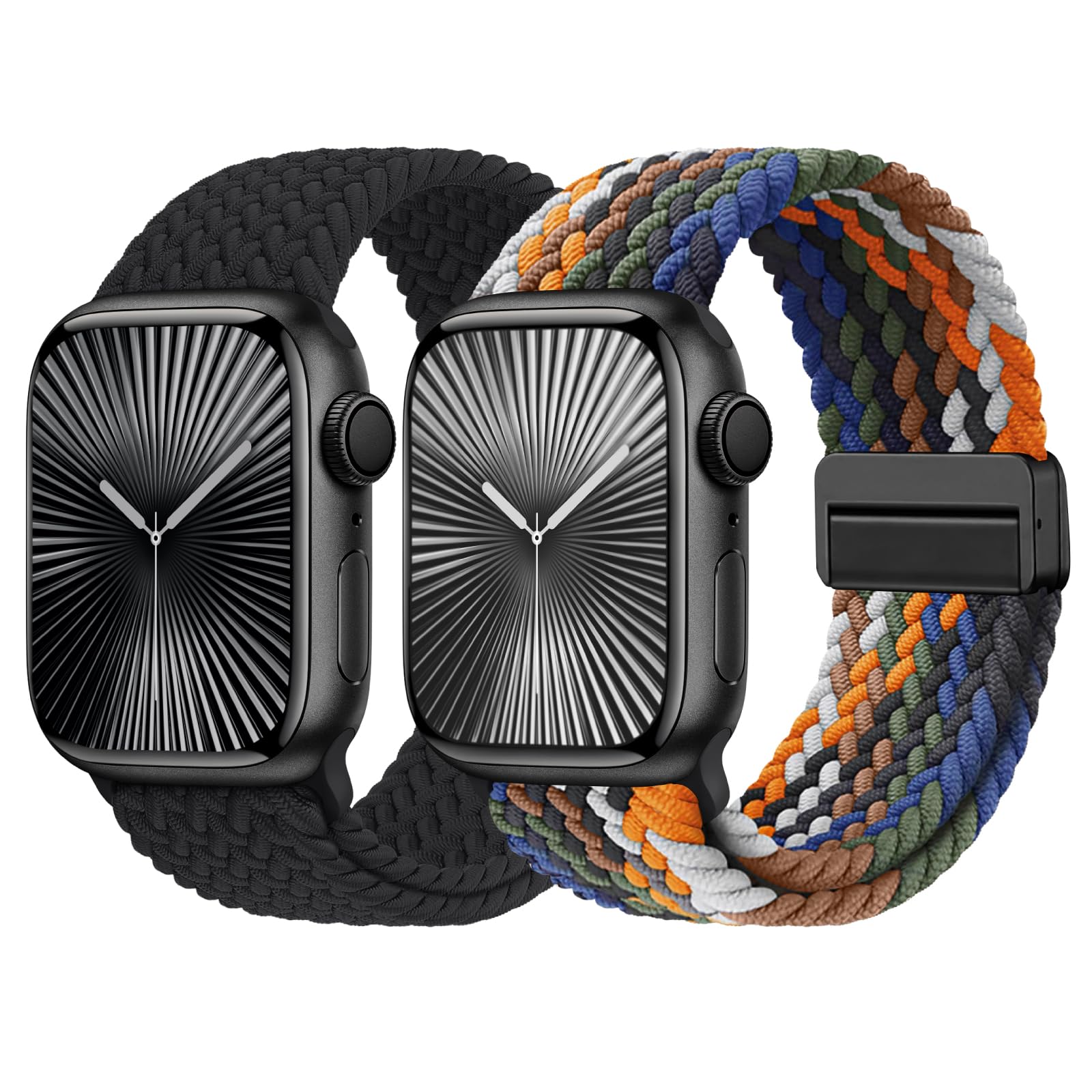 Braided Stretchy Bands with Magnetic Clasp Compatible for Apple Watch Band 38mm 40mm 41mm 42mm 44mm 45mm 46mm 49mm Women Men, Nylon Sport Solo Loop for iWatch Series 11 10 9 8 7 6 5 4 3 Ultra 3 2 1 SE