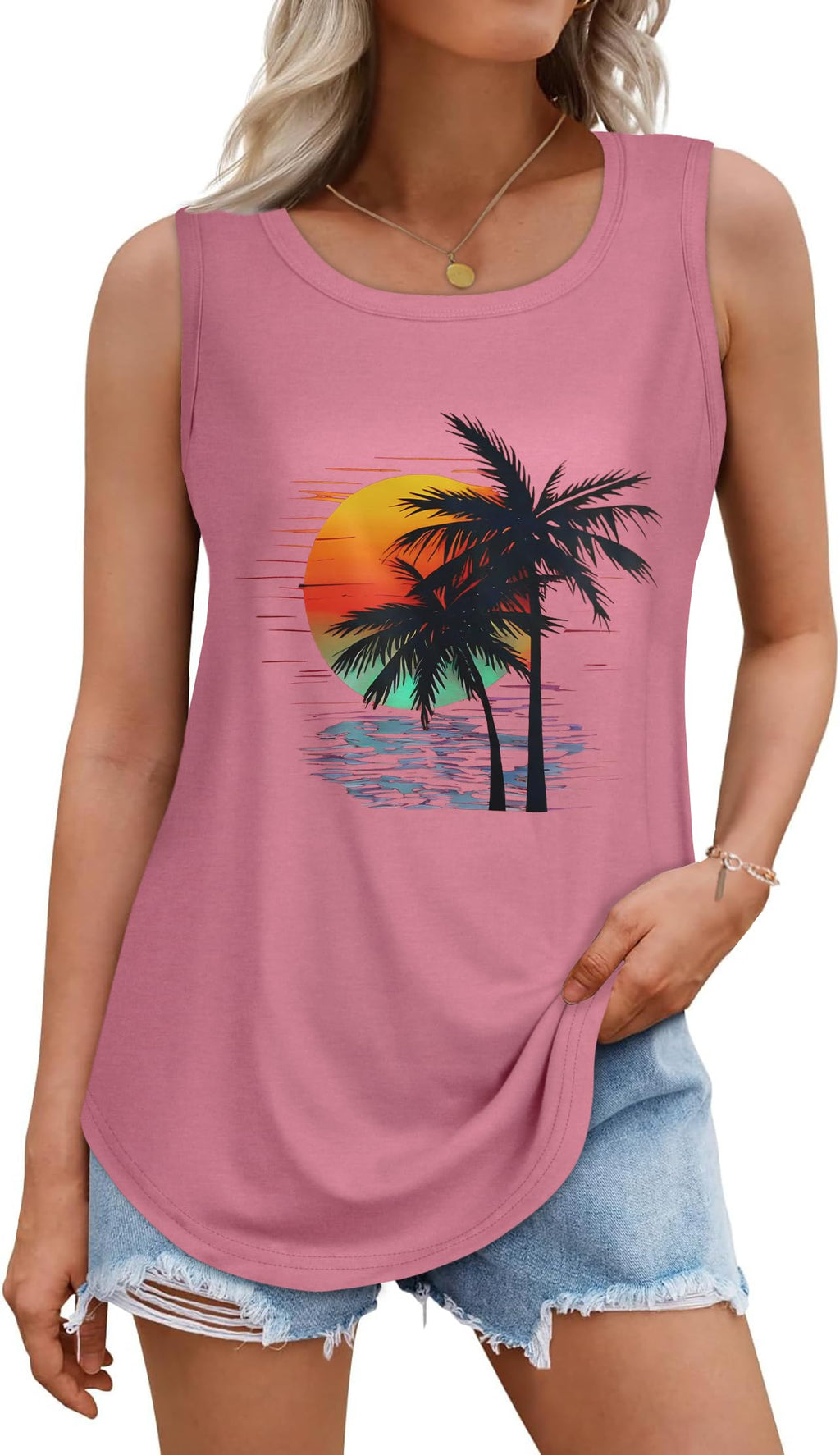 rosemia Tank Tops for Women Summer Sleeveless Casual Loose Fit Tunic Tops 2026