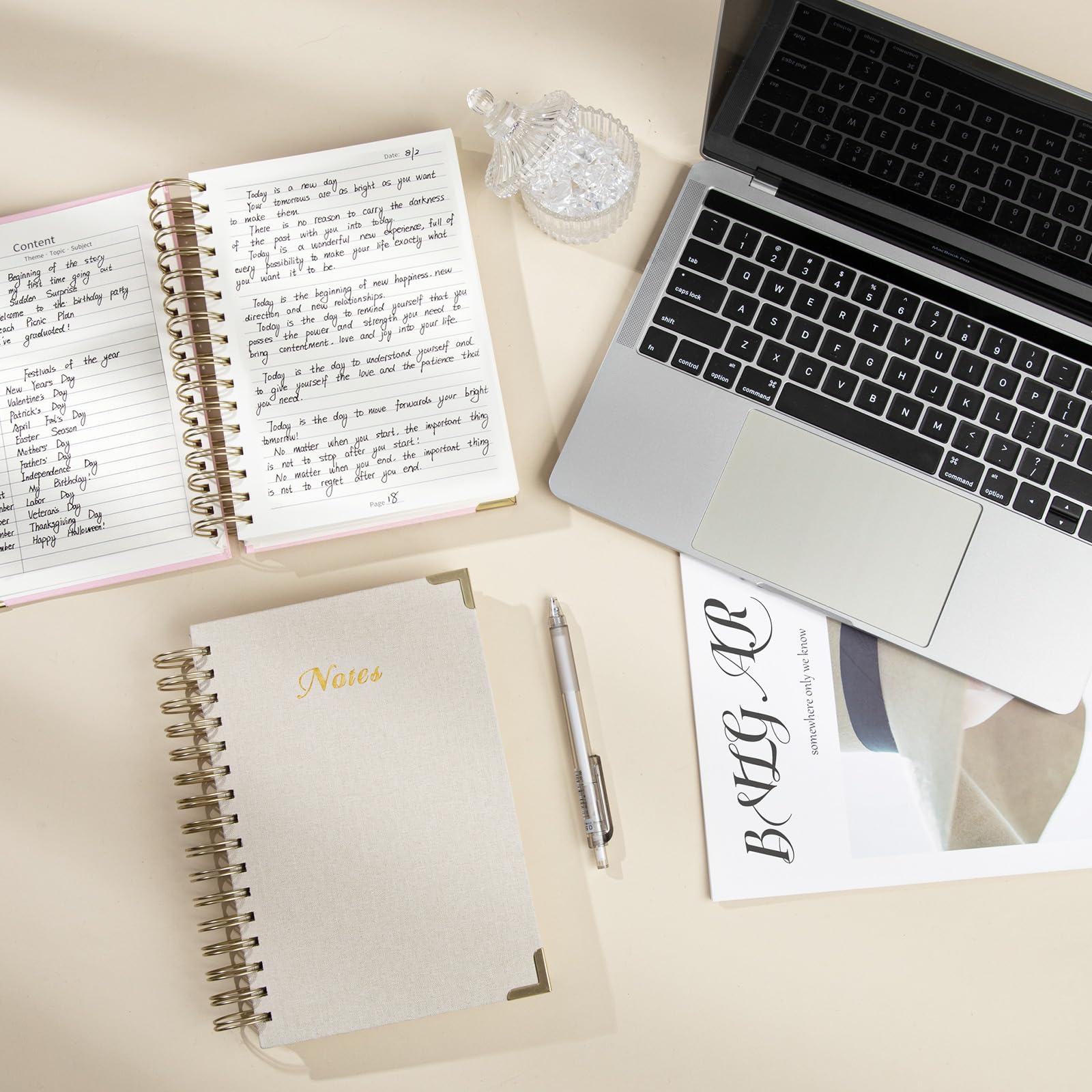 Spiral Notebook Journal, 328 Pages Linen Hardcover College Ruled Notebook, Lined Thick Journals for Women Men, A4 Thick Spiral Journal for Writing, 100GSM Paper, Cute Notebooks for Work School