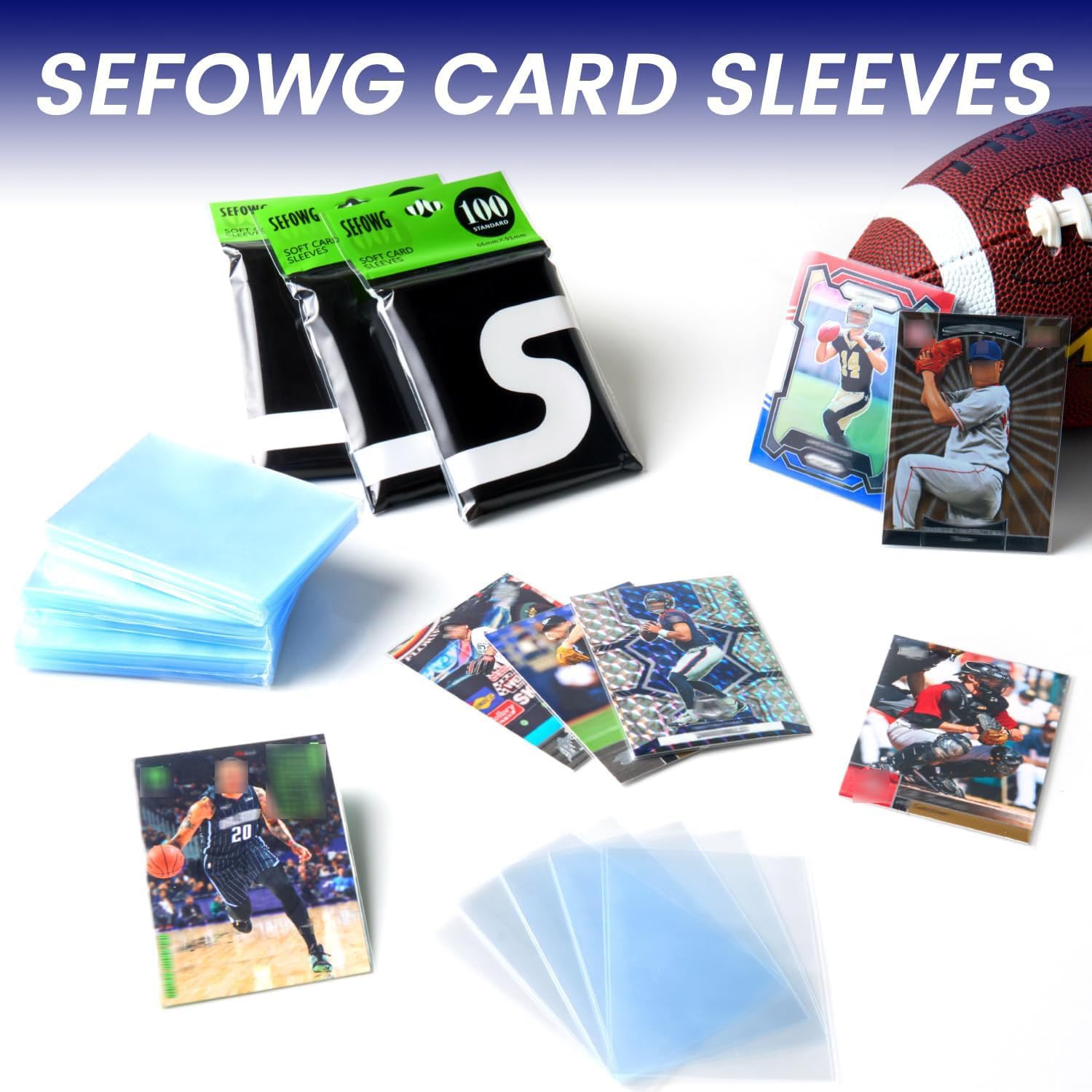 600ct Clear Card Sleeves for Trading Cards, Baseball Sports Soft Sleeves, Ultra Soft Plastic Card Protector Sleeve for Football, MTG, PKM, Game, Standard Cards