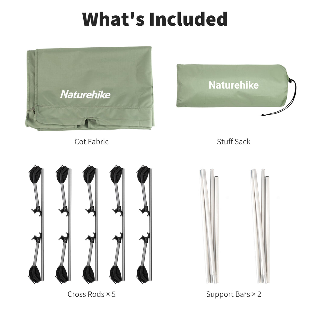 Naturehike Ultralight Camping Cot, Easy to Assemble Folding Tent Cot, Compact & Protable Camping Bed for Camping, Mountaineering, & Hiking, Supports 330lbs with Carry Bag, Kahki