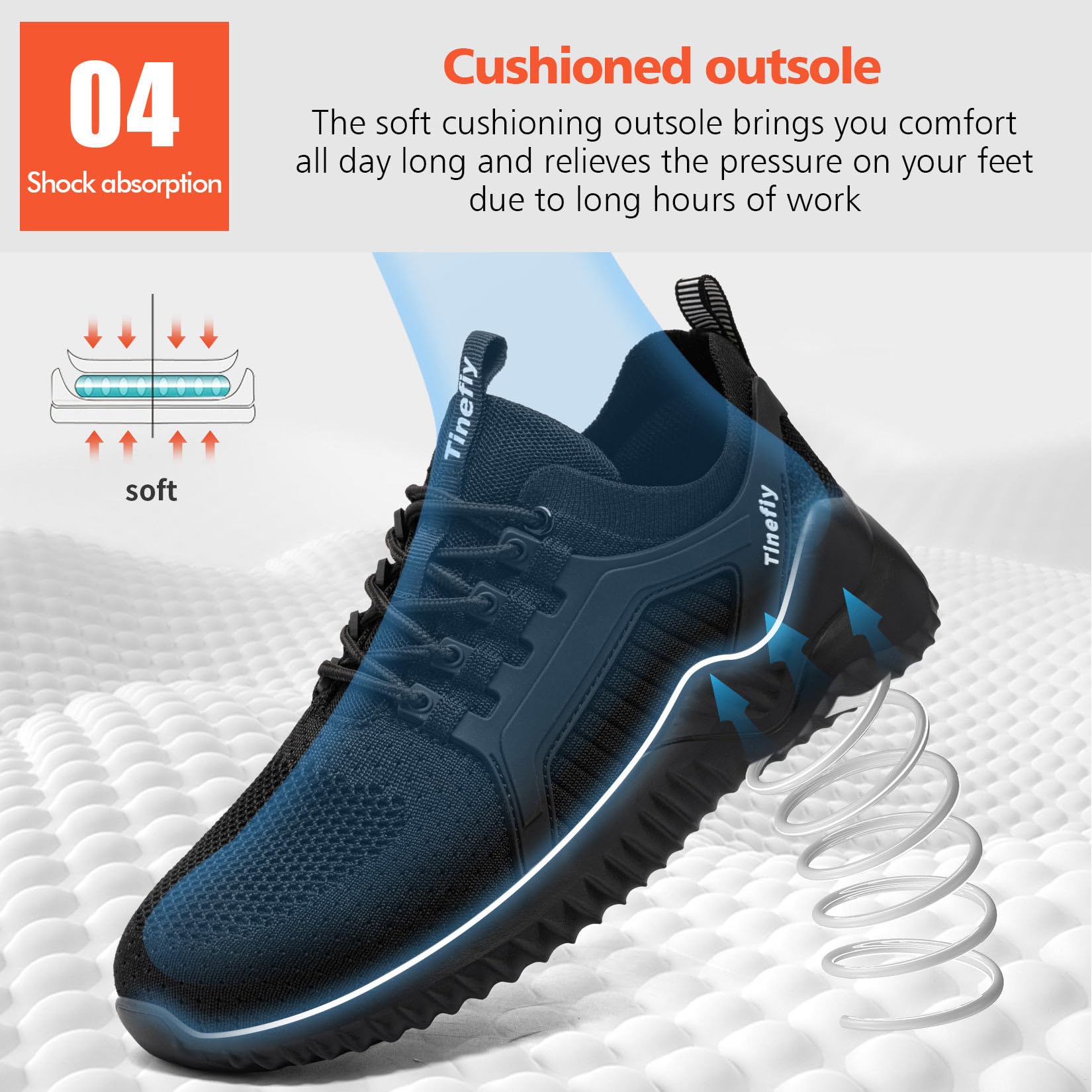 Tinefiy Steel Toe Shoes for Women Work Sneakers Lightweight Comfortable Safety Toe Slip On Puncture Proof Footwear Indestructible Shoe