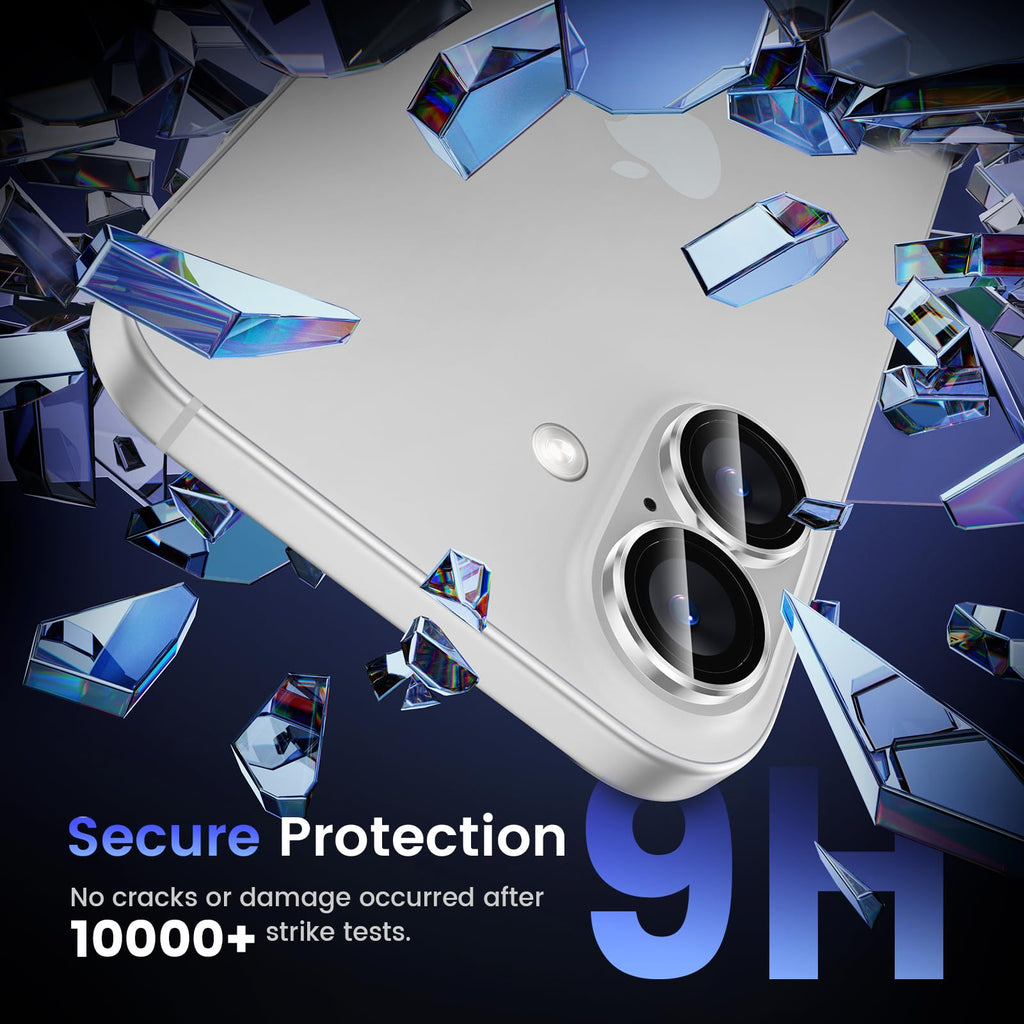 Tensea for iPhone 13 mini/iPhone 13 Camera Lens Protector, 9H Tempered Glass Camera Cover Screen Protector Metal Individual Ring for iPhone 13mini 5.4 inch /13 6.1 inch