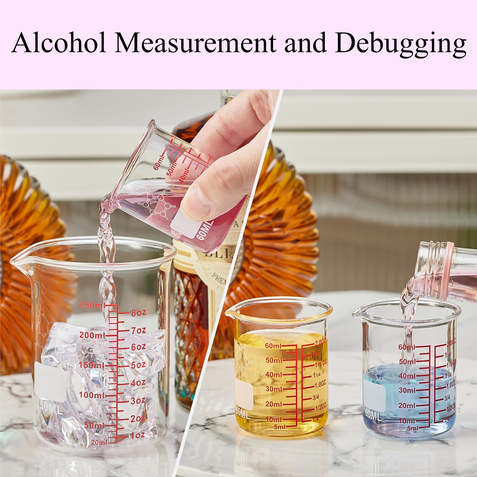 High Borosilicate Glass Measuring Cup-V-Shaped Spout，Glass Measuring Beaker for Kitchen or Restaurant, Easy to Read, 30 ML (1 Oz)-Pack of 2