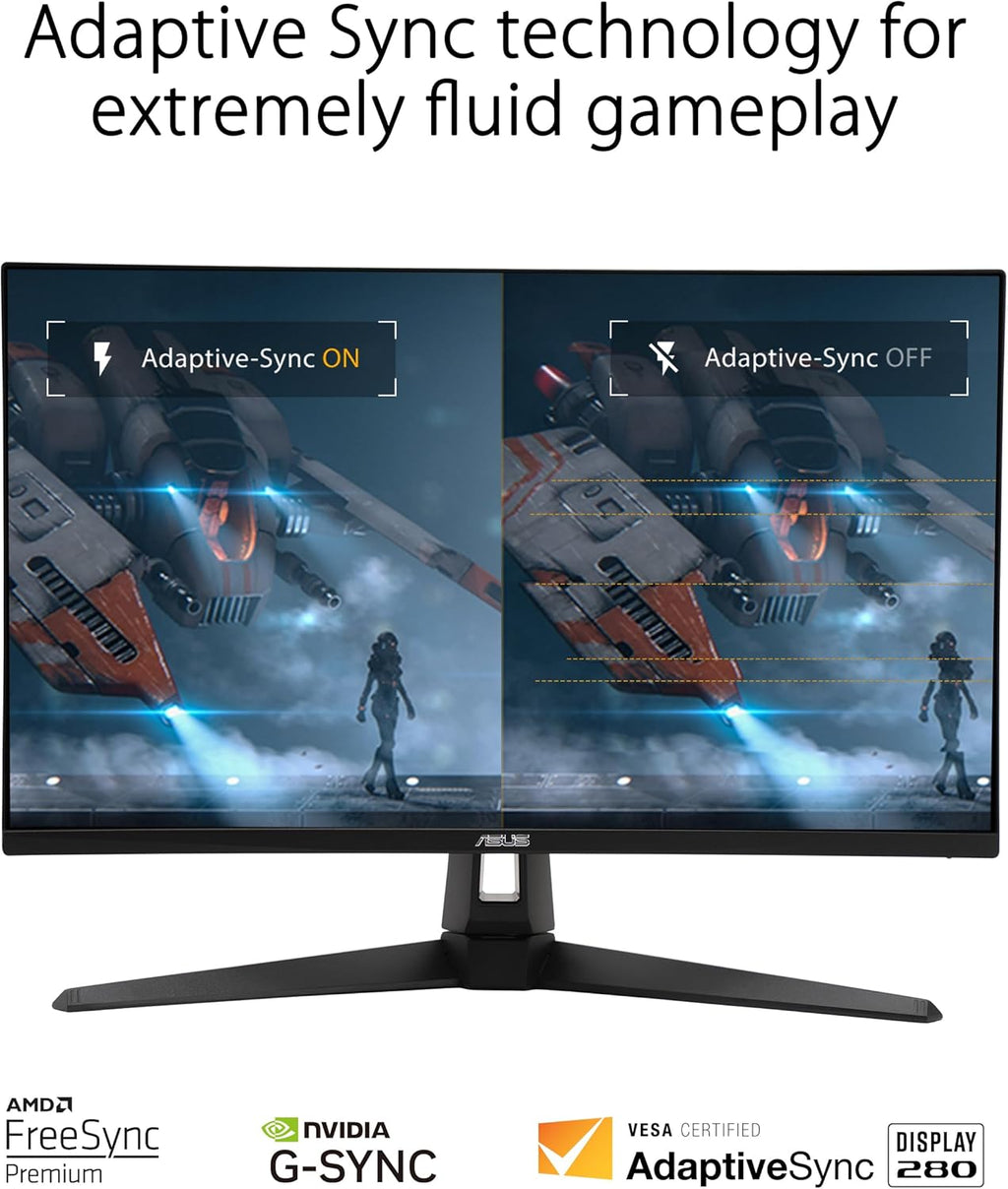 ASUS TUF Gaming 27” 1080P HDR Monitor (VG279QM1A) - Full HD (1920 x 1080), 280Hz, 1ms, Fast IPS, Extreme Low Motion Blur Sync, Freesync Premium, G-SYNC Compatible, Speakers, Variable Overdrive