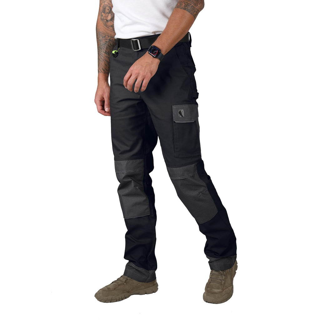 Ellobird Men's Cargo Construction Flex Work Pant for Men Double Knee Reinforcement Stretch Elastic Waistband Tactical Pants