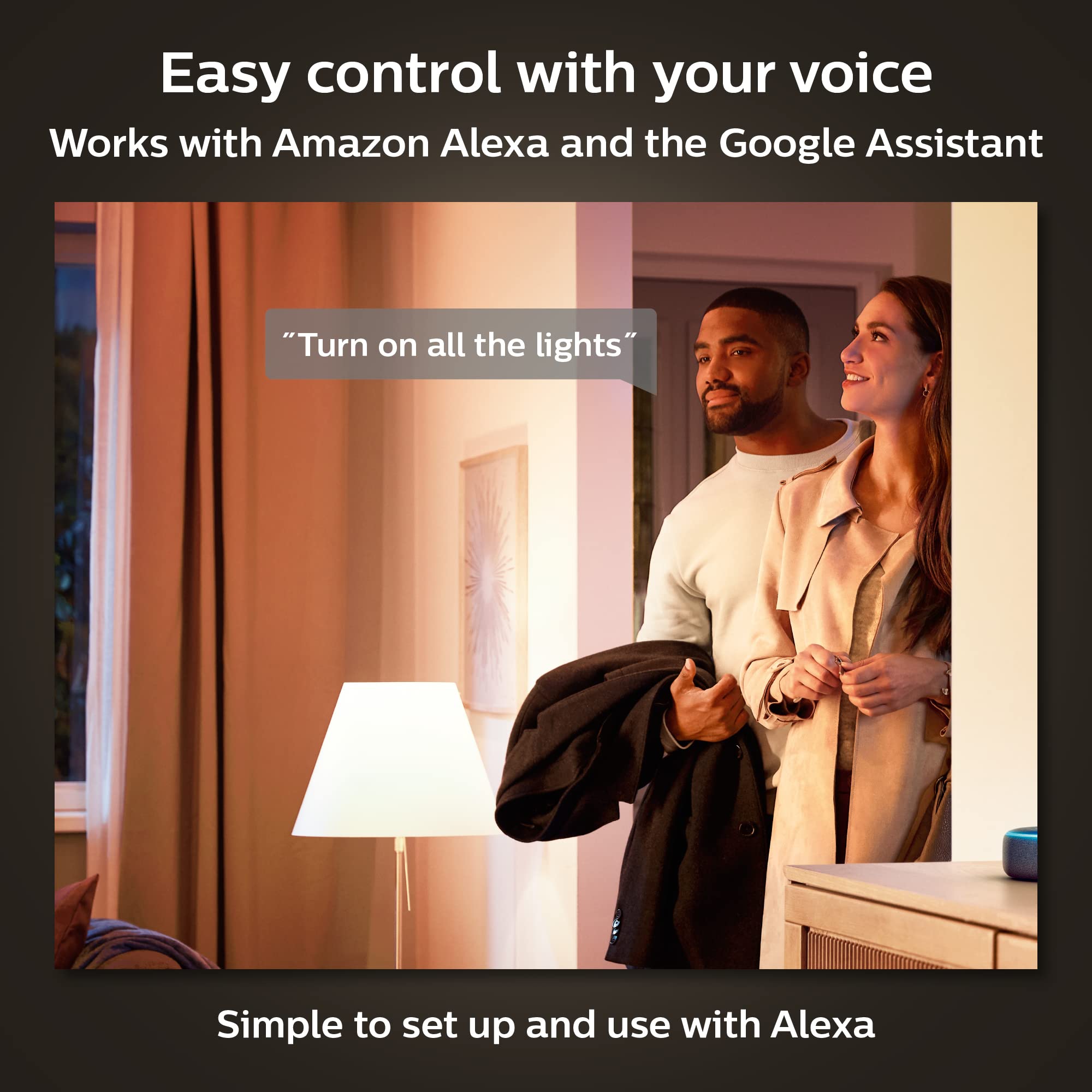 Philips Hue Smart 40W B39 Candle-Shaped LED Bulb - Soft Warm White Light - 2 Pack - 450LM - E12 - Indoor - Control with Hue App - Works with Alexa, Google Assistant and Apple Homekit