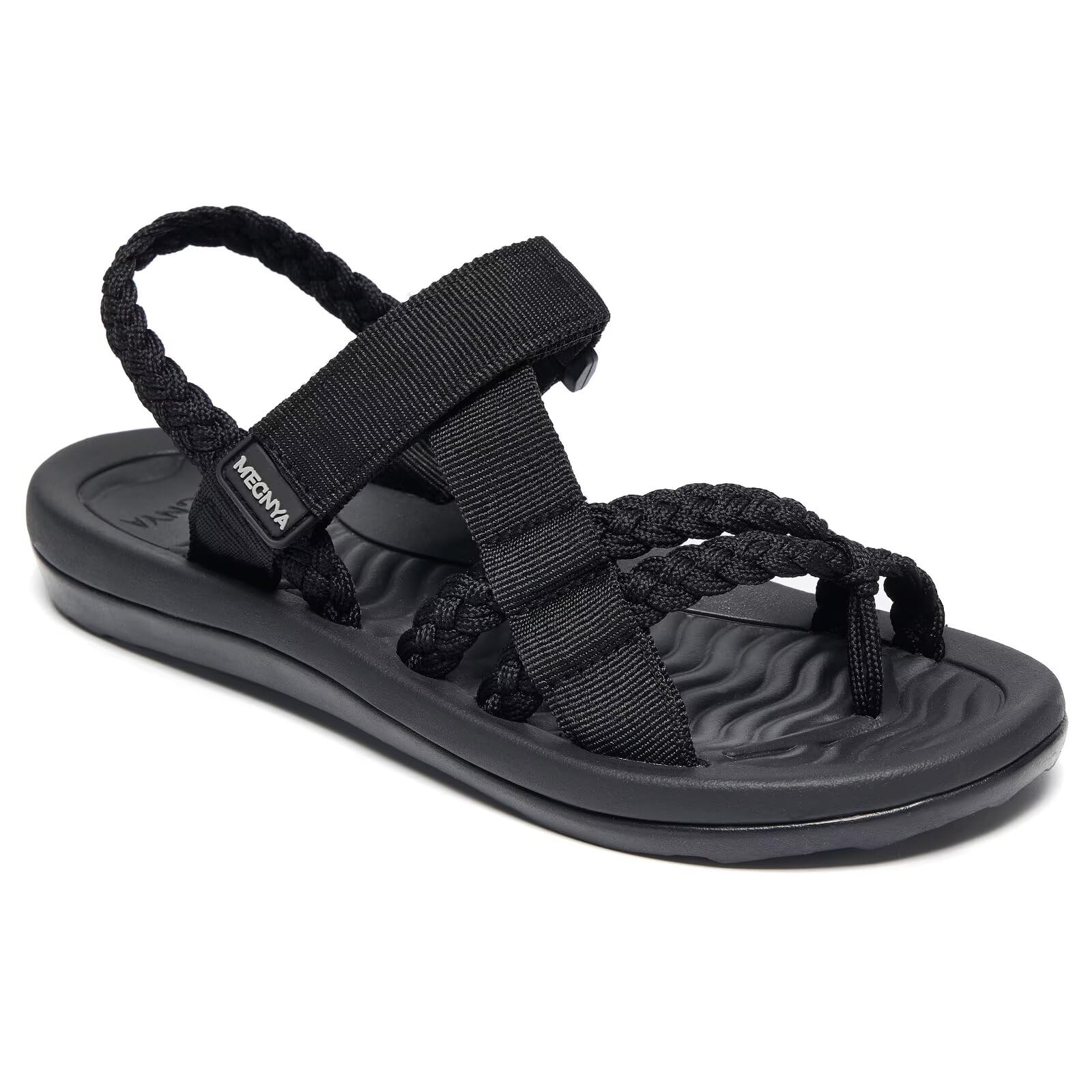MEGNYA Hiking Sandals for Womens, Comfortable Walking Flip Flop Sandals with Arch Support, Athletic Sandals with Hook and Loop Straps for Beach Vacation Adventure