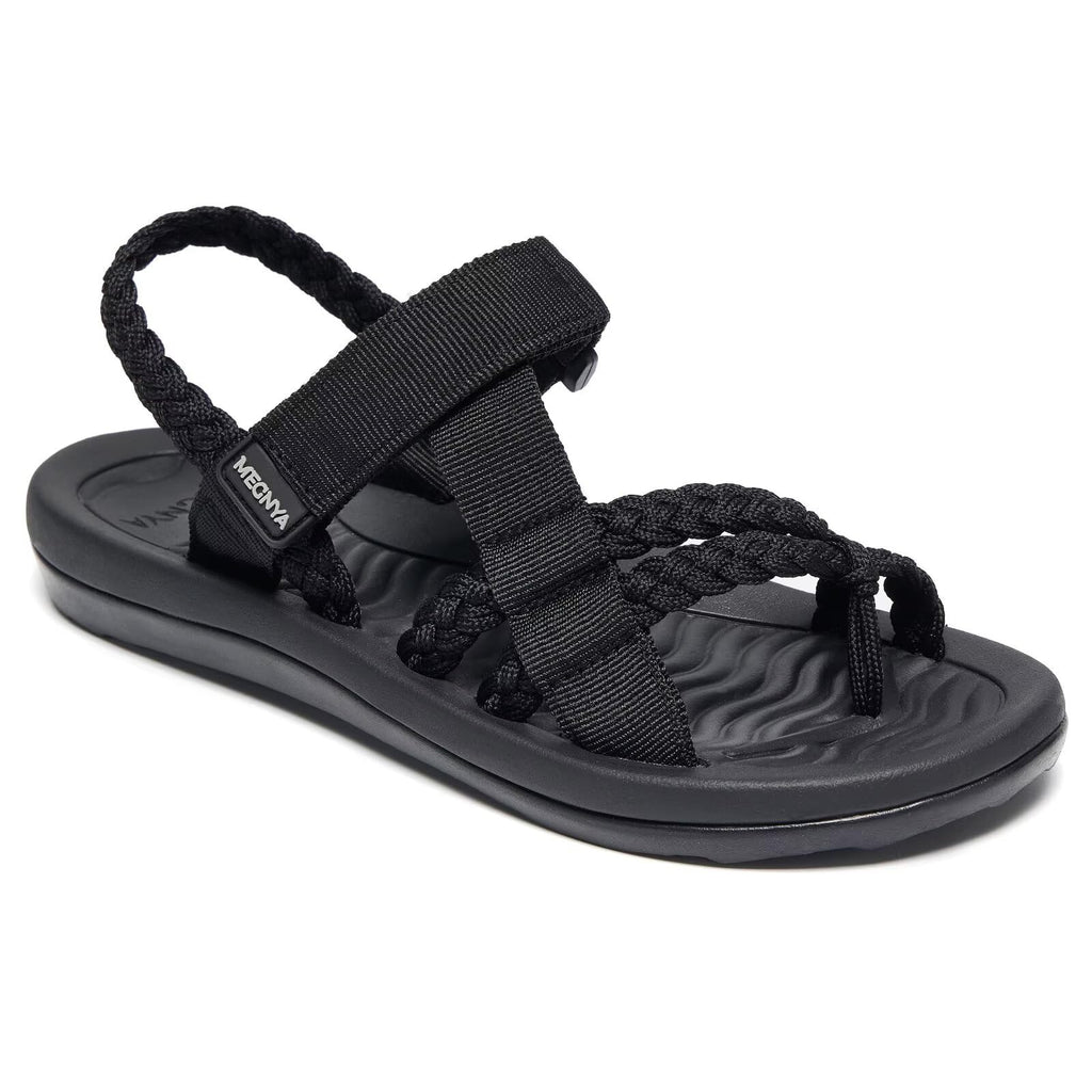 MEGNYA Hiking Sandals for Womens, Comfortable Walking Flip Flop Sandals with Arch Support, Athletic Sandals with Hook and Loop Straps for Beach Vacation Adventure