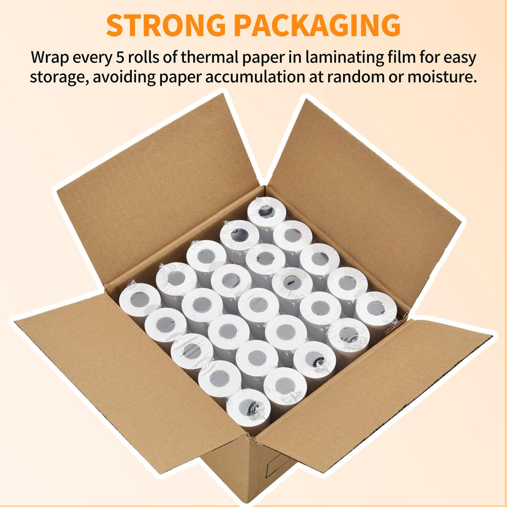 2 1/4'' x 50' Thermal Receipt Paper 50 Rolls, 2.25x50ft Receipt Roll Cash Register Paper - For Credit Card Machine POS Terminal Clover Mini Verifone