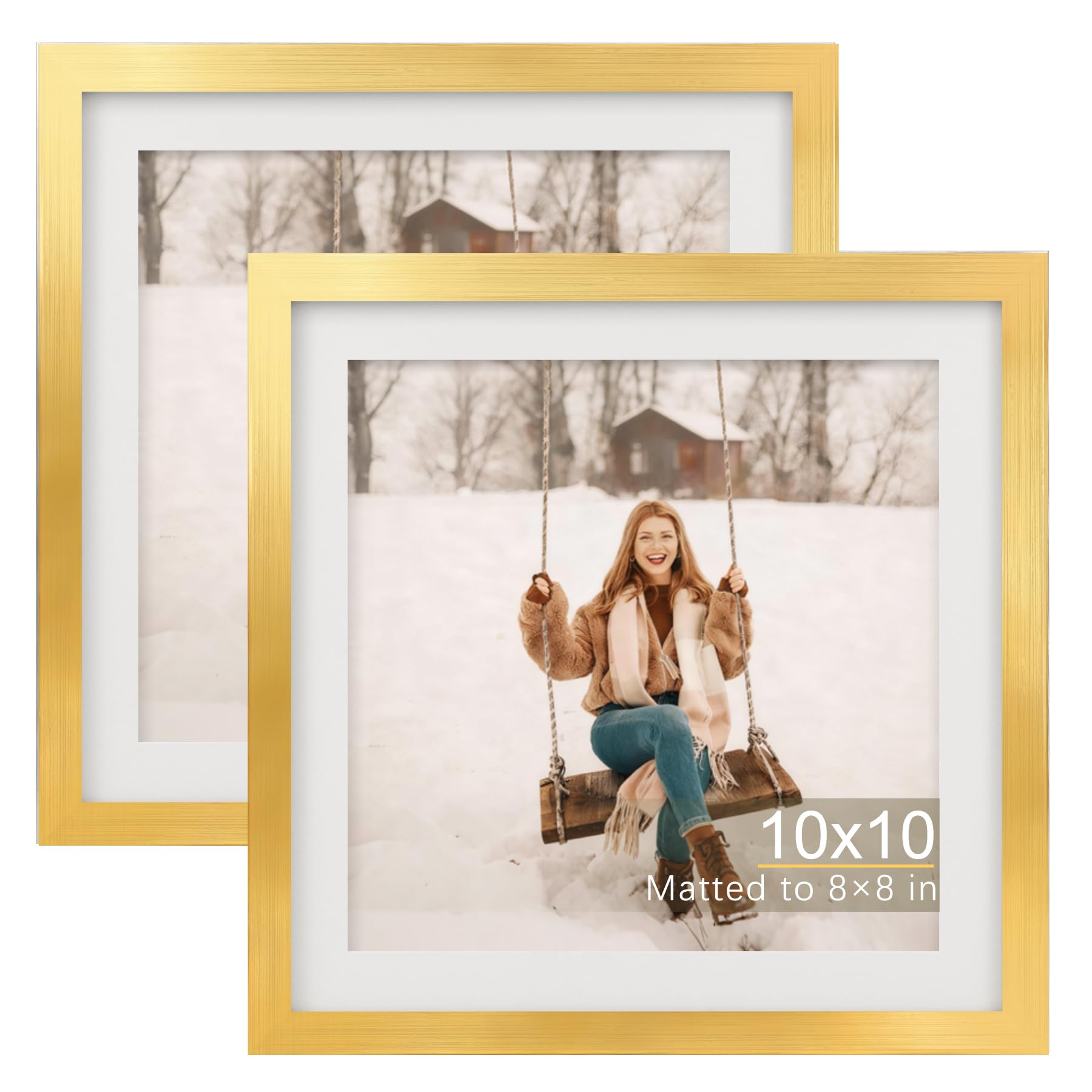 TOFOREVO Picture Frames 4x4 Set of 2 Black Wood Grain Photo Frame for Gallery Wall Mounting or Tabletop Display