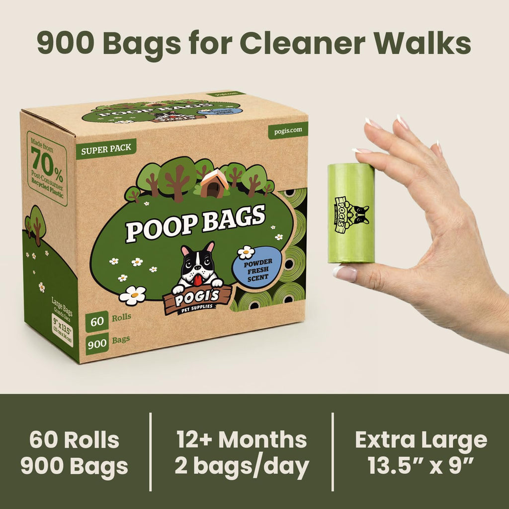 Pogi’s Dog Poop Bags – Leak-Proof & Extra Thick Pet Waste Bags (Fresh Scent, 10 Rolls, 150-Count)