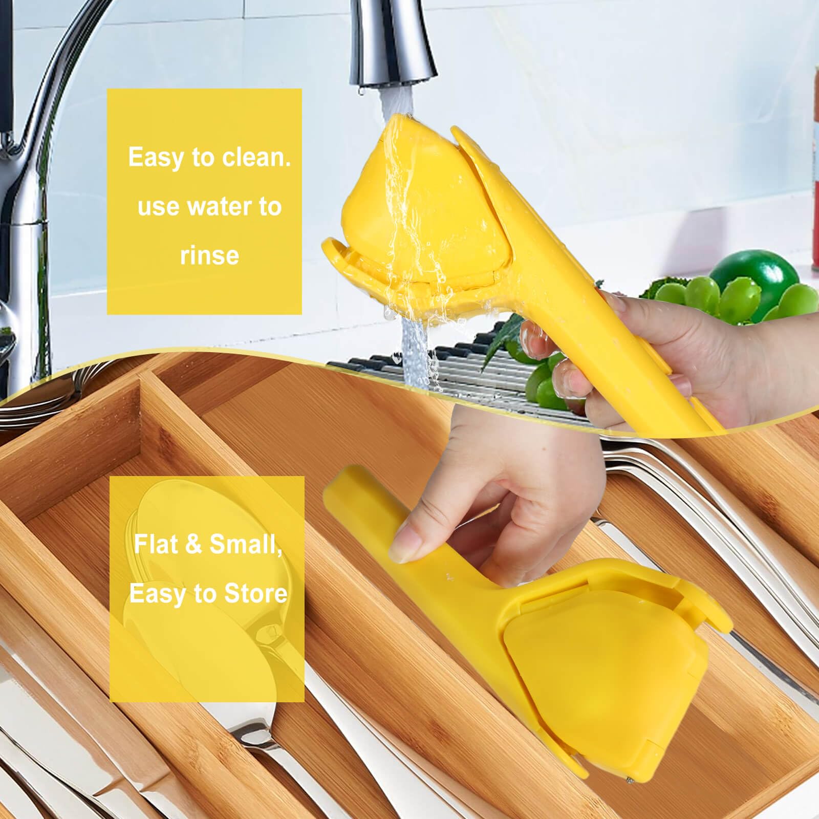 Lemon Squeezer, Effortless Manual Flat Lime Juicer Hand Press | Easy to Make Juice From Lemon, Lime, Citrus, Orange, Fruits, Folds Design For Saving Space Storage