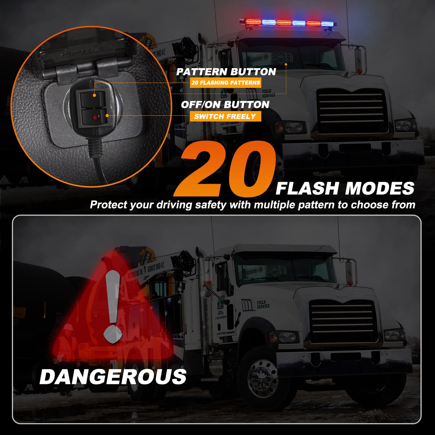 ASPL 26inch 126 LED Rooftop Emergency Strobe Lights Bar Double Side Flashing Safety Warning Traffic Advisor Light Bar Hazard Snow Plow Light for Work Trucks Vehicles Construction Tow Pickup(Amber)