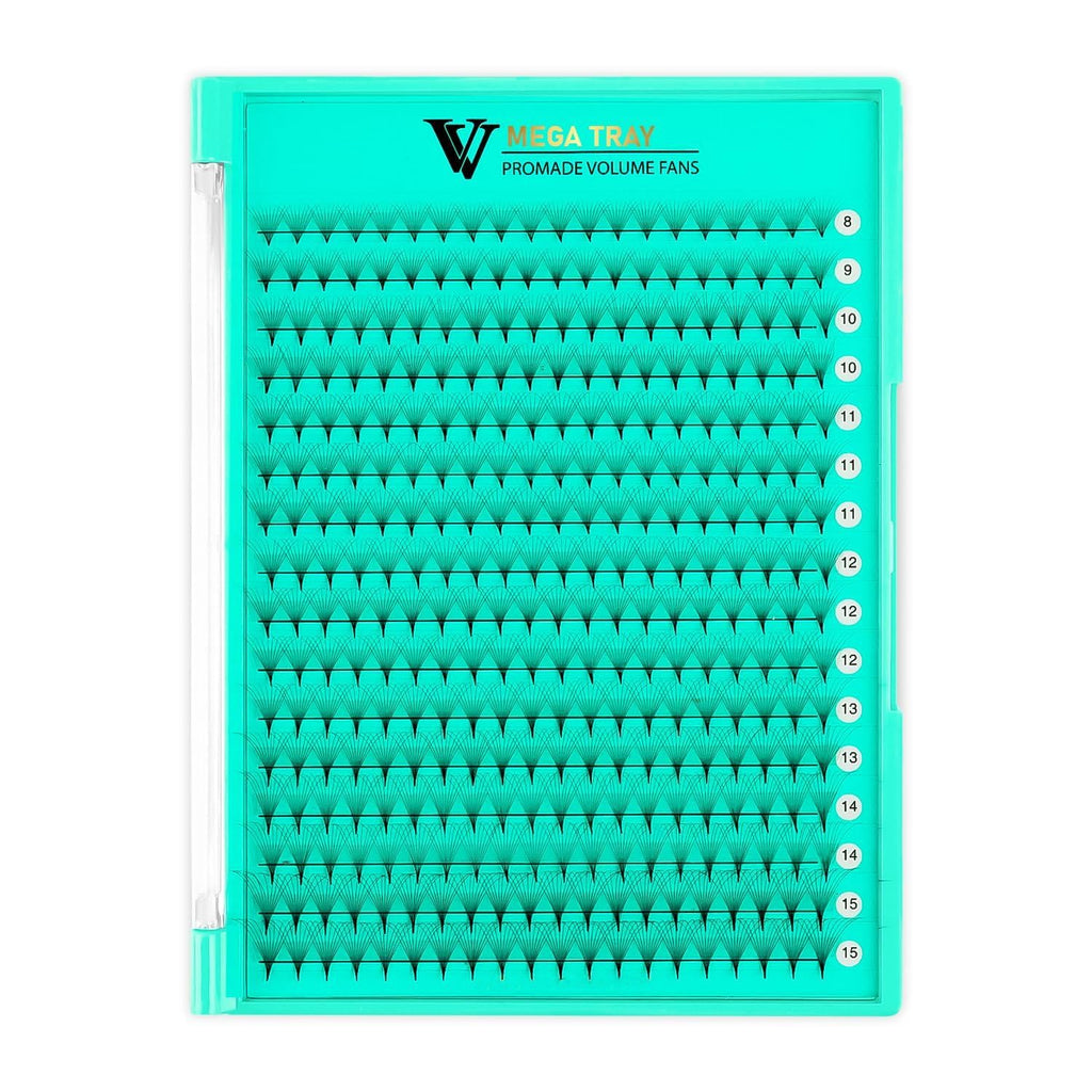 VAVALASH Premade Fans Eyelash Extensions 320 Fans 10D 14D 16D 20D 0.03 0.05 0.07 Thickness C/D Curl Middle Stem Premade Fans Russian Volume Lash Extensions (320 Fans-10D-0.03-D-8-15mm)
