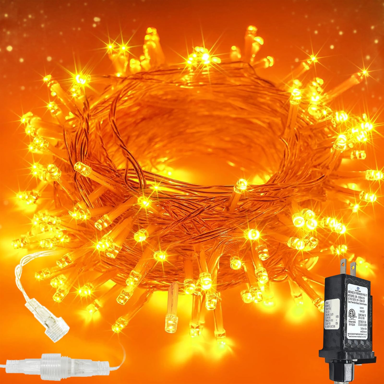 Connectable 100 LED String Lights Indoor Outdoor, 33FT Warm White Christmas Lights Waterproof, 13 Modes with Timer, Twinkle Fairy Lights Plug in Clear Wire for Christmas Tree, Bedroom, Classroom Decor
