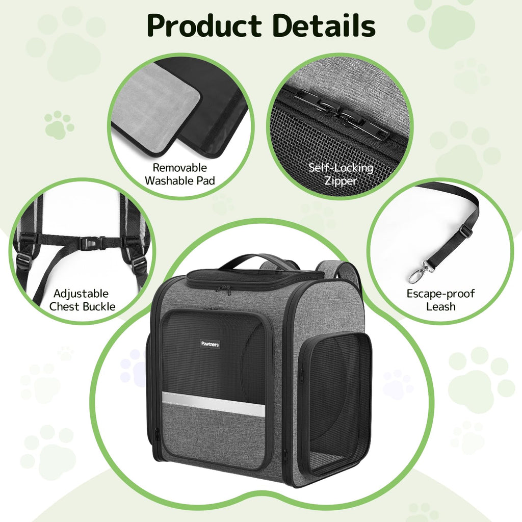 Cat Carrier Backpack with Detachable Play Tunnel, 2 in 1 Cat Tunnel Backpack Suitable for Carrying & Playing, Expandable Pet Carrier for Small Medium Kitten Puppy, Suitable for Travel Hiking Camping