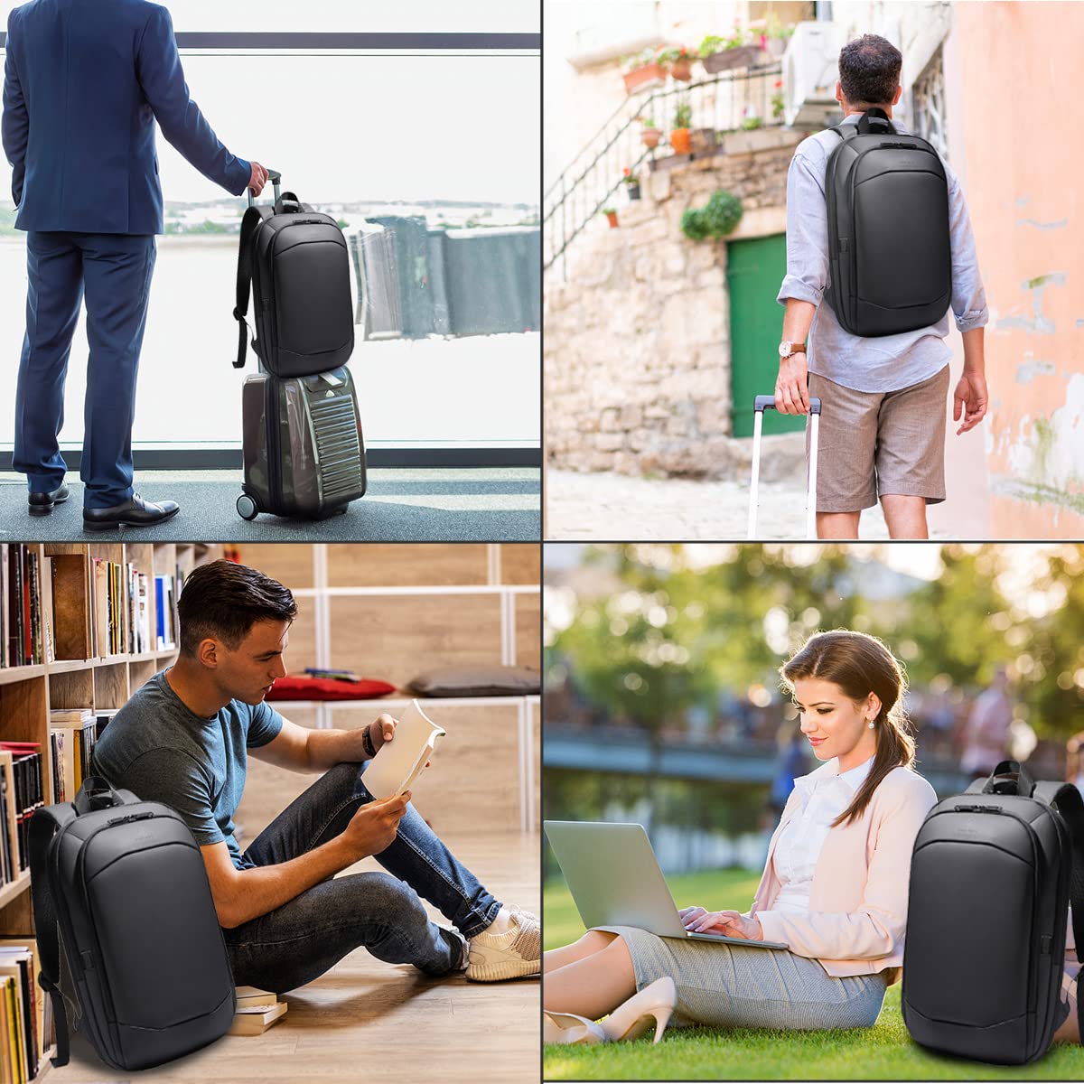 hk Business Backpack for Men 15.6 Inch,Slim & Expandable Waterproof Travel Laptop Backpack, Anti-Theft Lightweight Work Computer Bag, College Laptop Backpacks Gifts for Men Women-Black